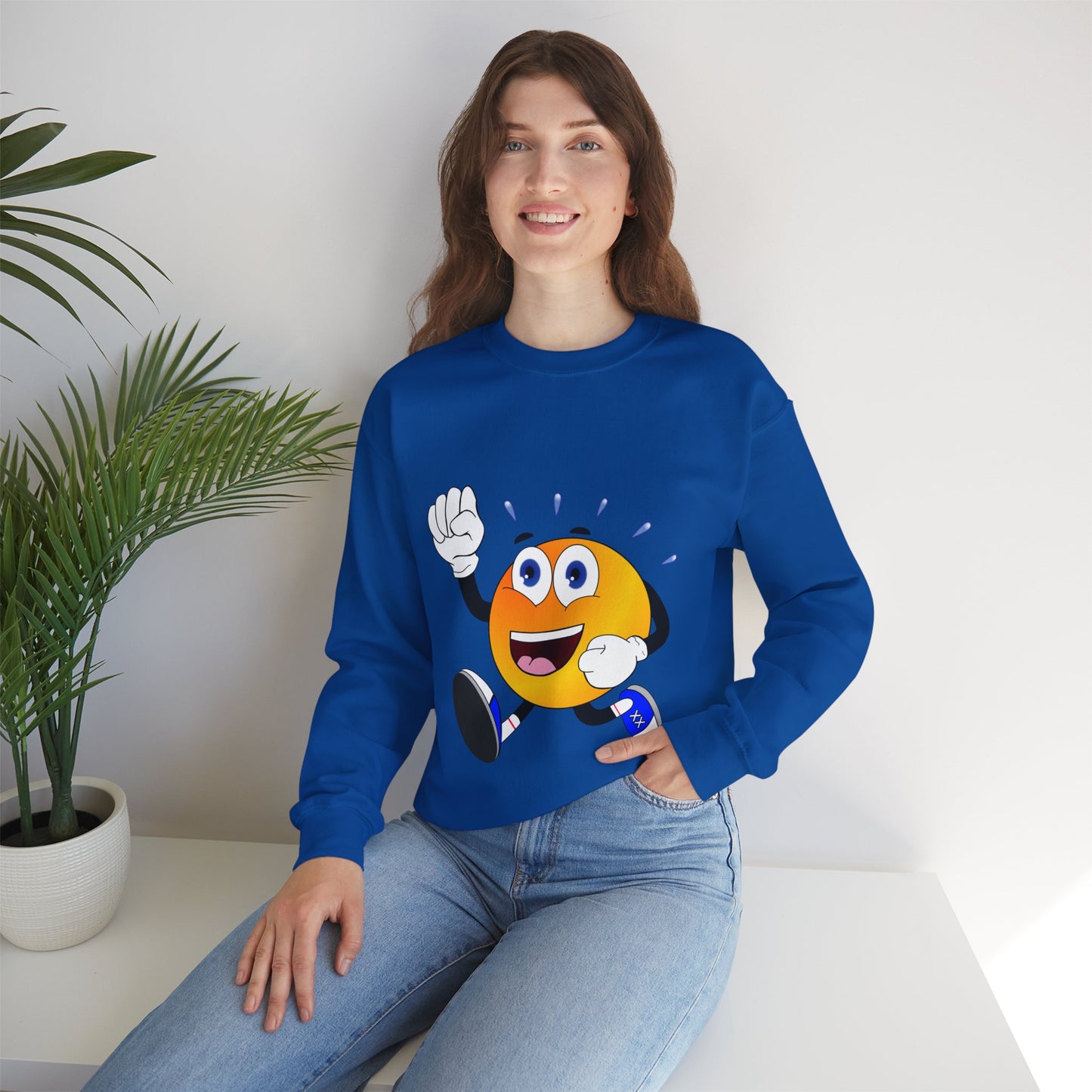 Unisex Running Retro Face Heavy Blend⢠Crewneck Sweatshirt (Multiple Colours)