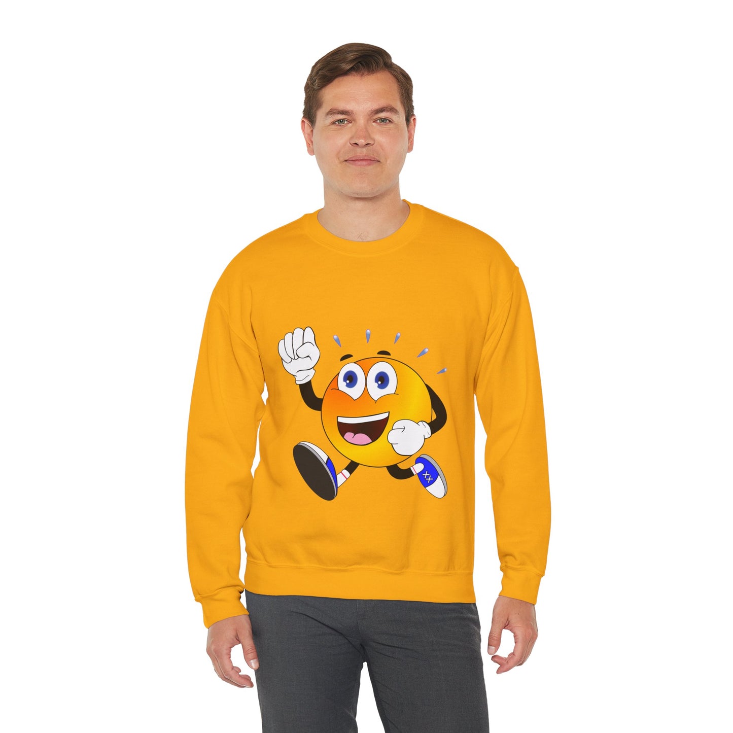 Unisex Running Retro Face Heavy Blend⢠Crewneck Sweatshirt (Multiple Colours)