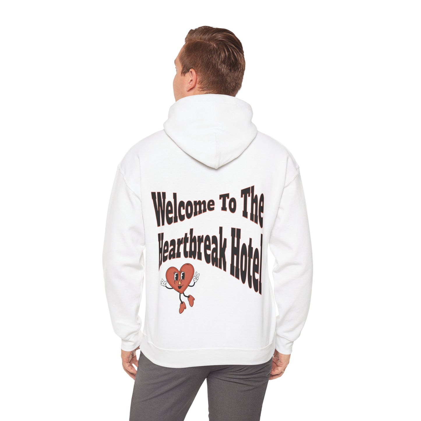 Welcome To The Heartbreak Hotel White Unisex Heavy Blend™ Hooded Sweatshirt