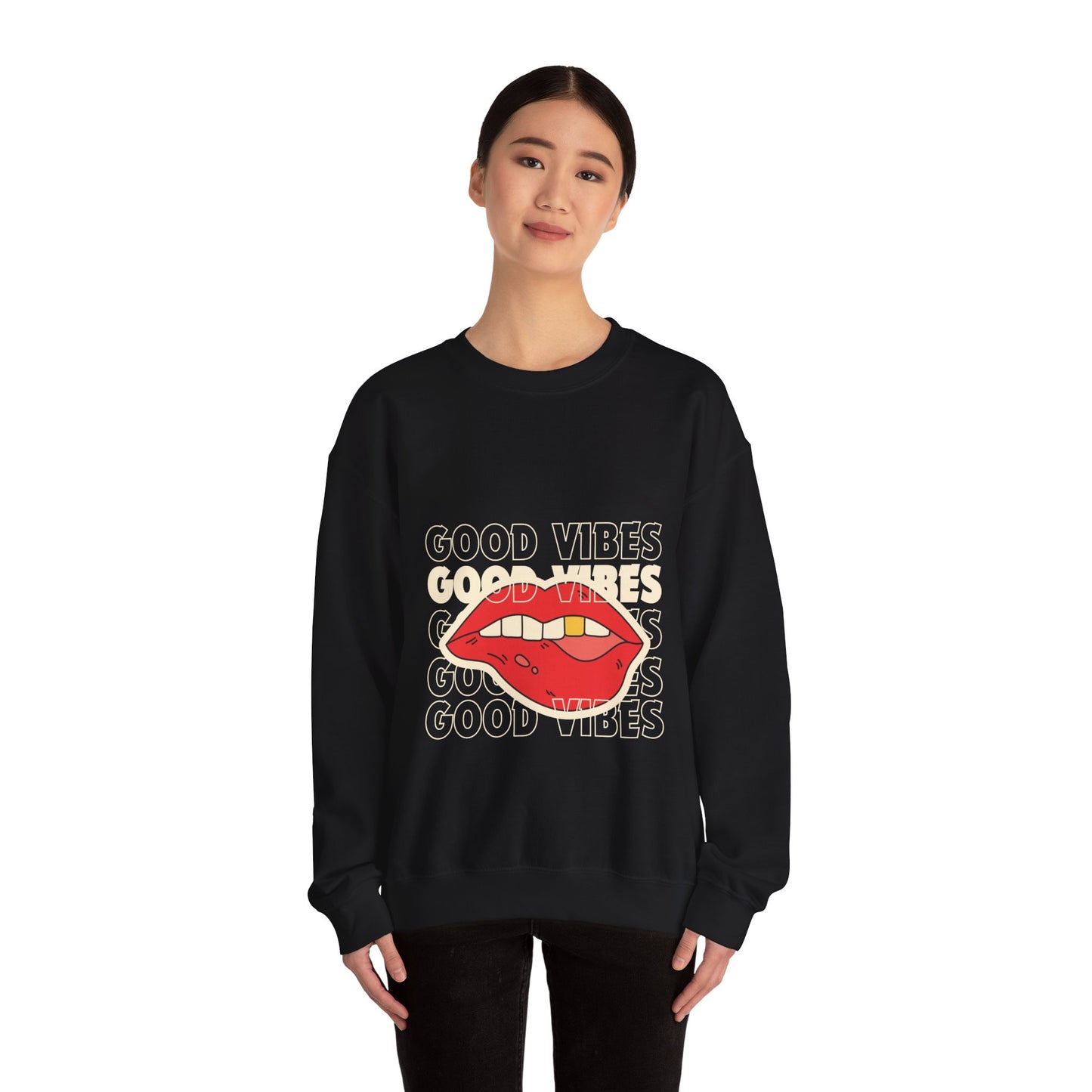 Cosy Good Vibes and Lips Unisex Heavy Blend™ Crewneck Sweatshirt (Multiple Colours)