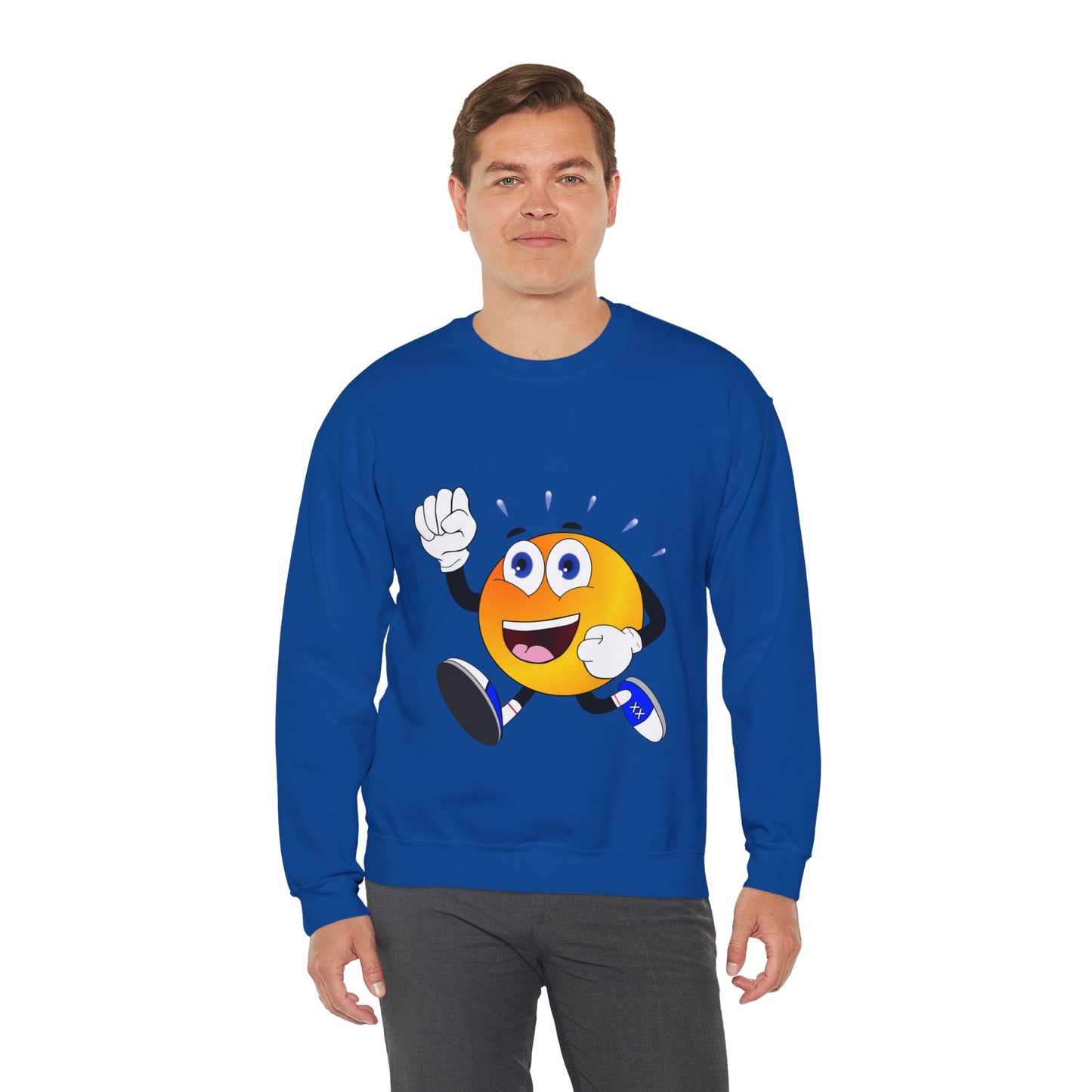Unisex Running Retro Face Heavy Blend⢠Crewneck Sweatshirt (Multiple Colours)