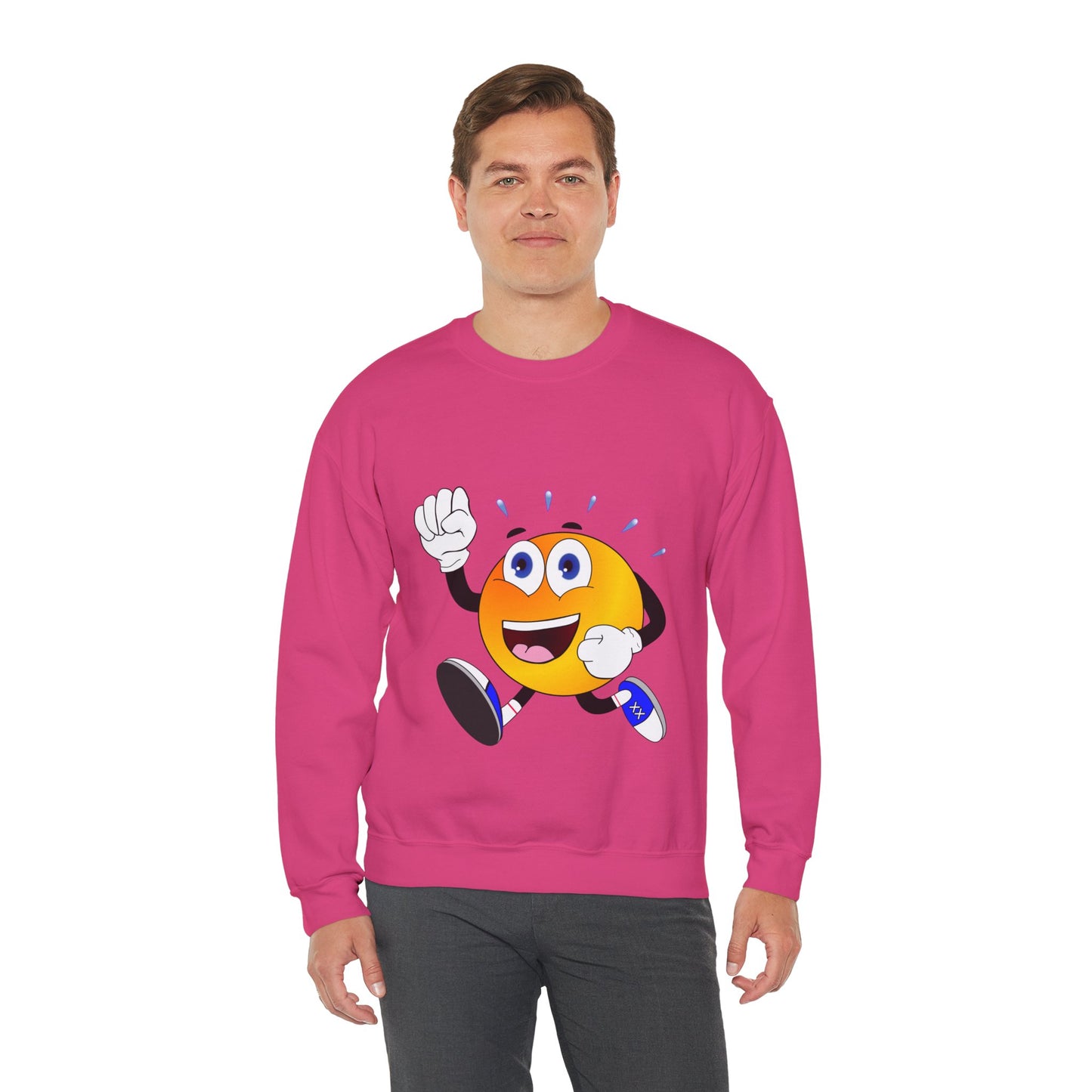 Unisex Running Retro Face Heavy Blend⢠Crewneck Sweatshirt (Multiple Colours)