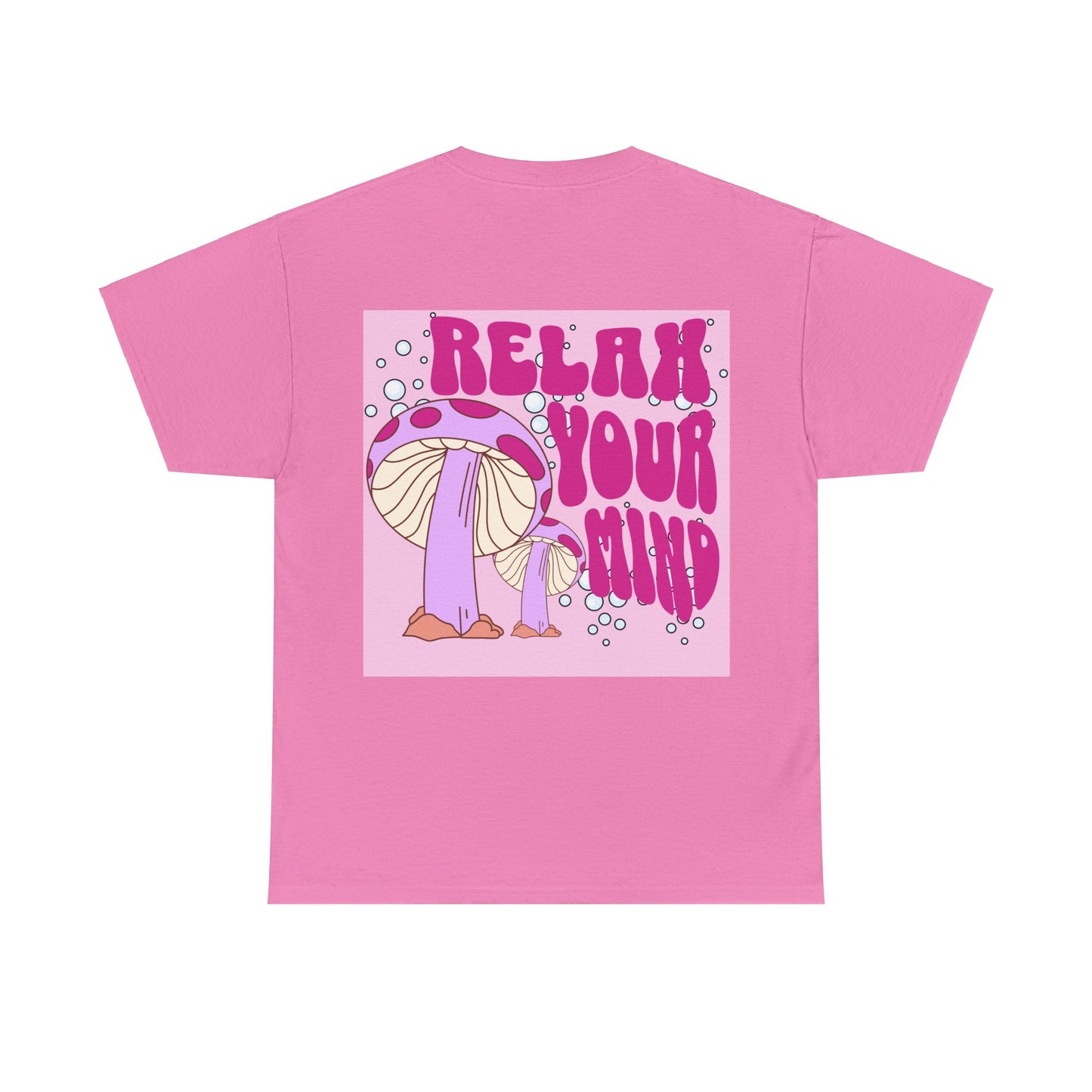 Relax Your Mind Mushroom Unisex Heavy Cotton T Shirt (Multiple Colours)
