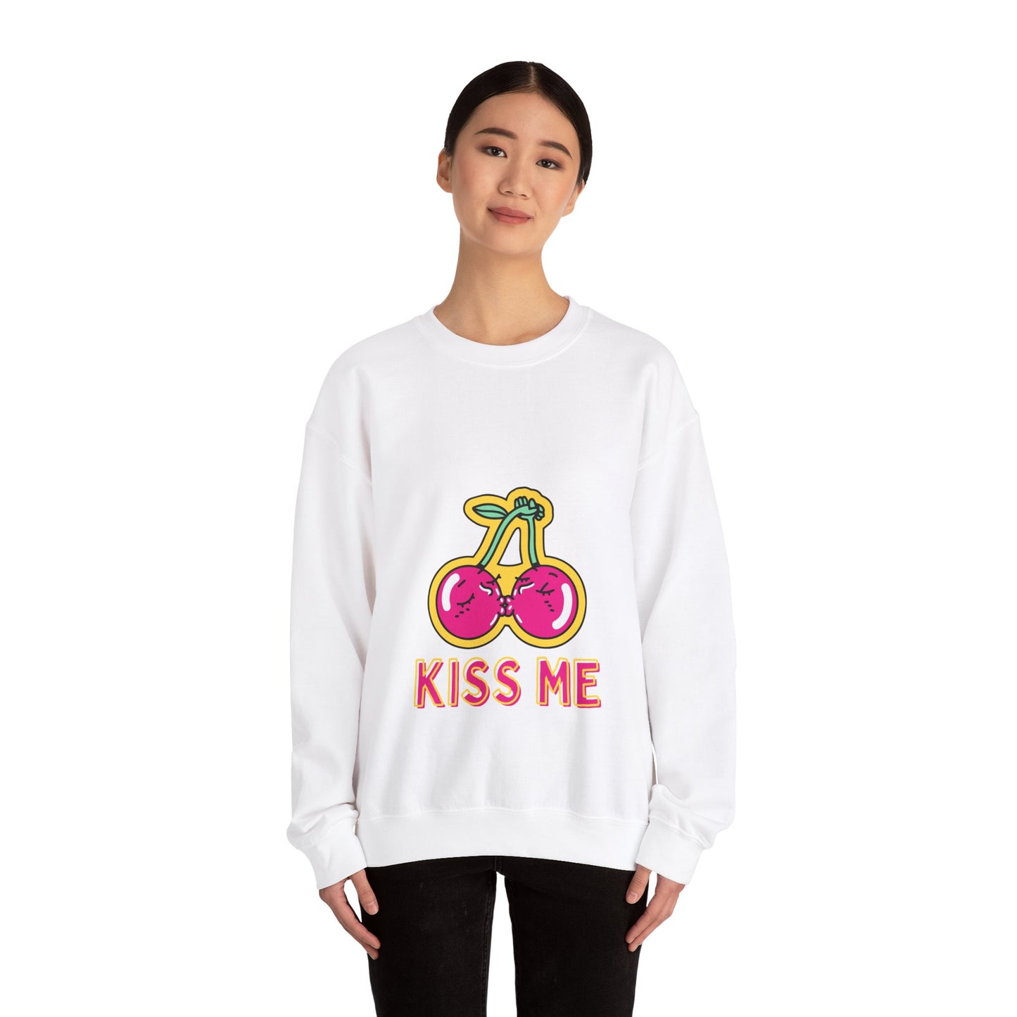 Cosy Kiss Me Kissing Cherries Unisex Heavy Blend⢠Crewneck Sweatshirt (Multiple Colours)