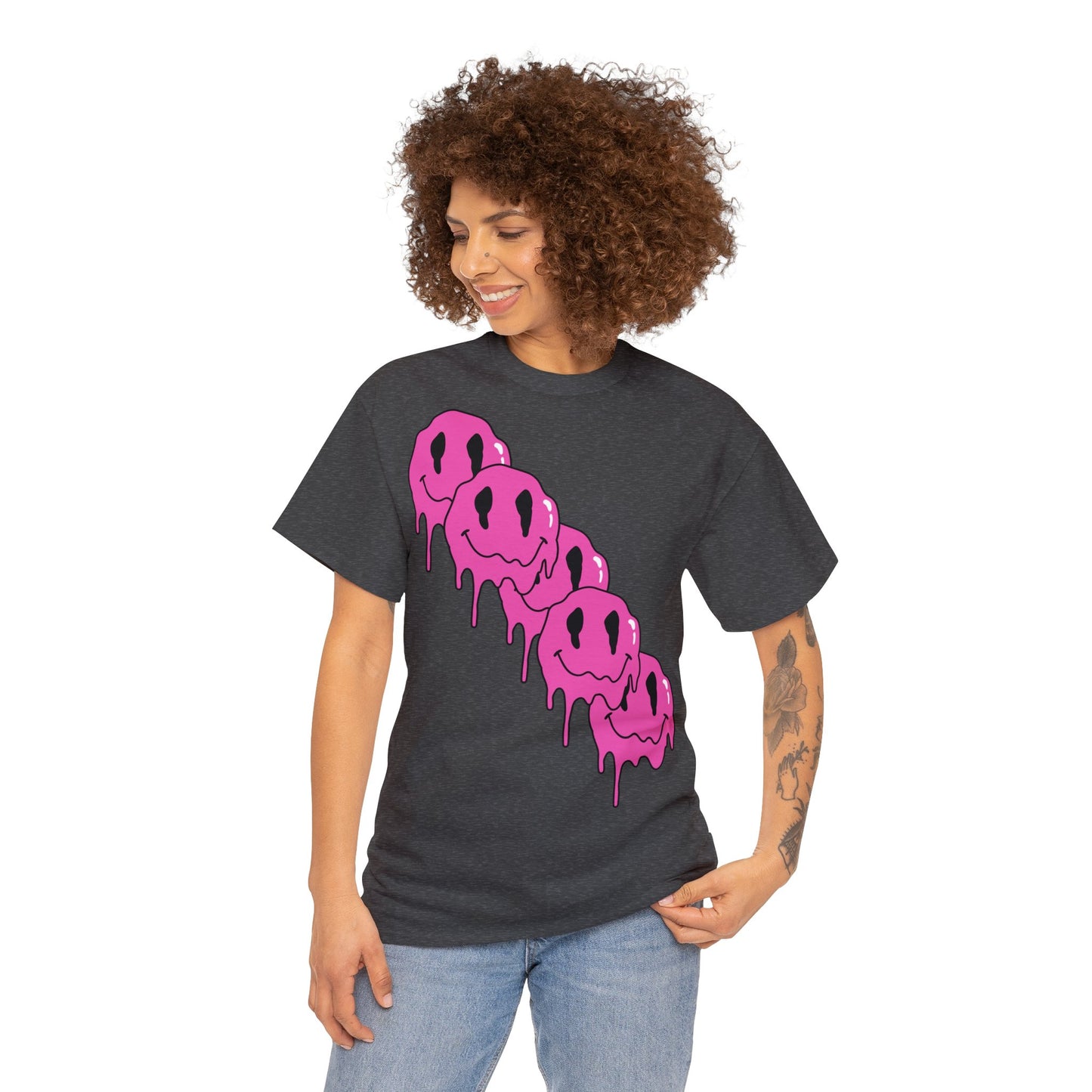 Unisex T-Shirt with Melting Smiley Face (Multiple Colours)