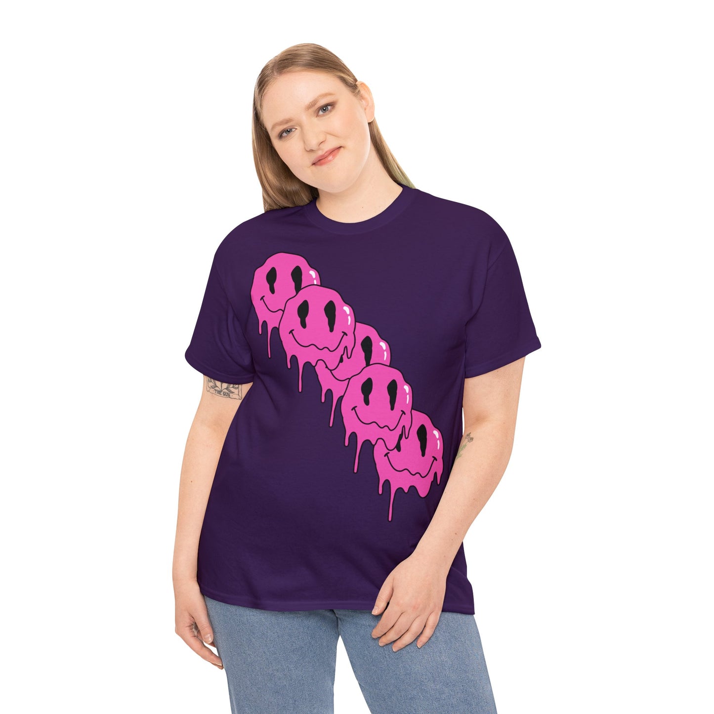 Unisex T-Shirt with Melting Smiley Face (Multiple Colours)