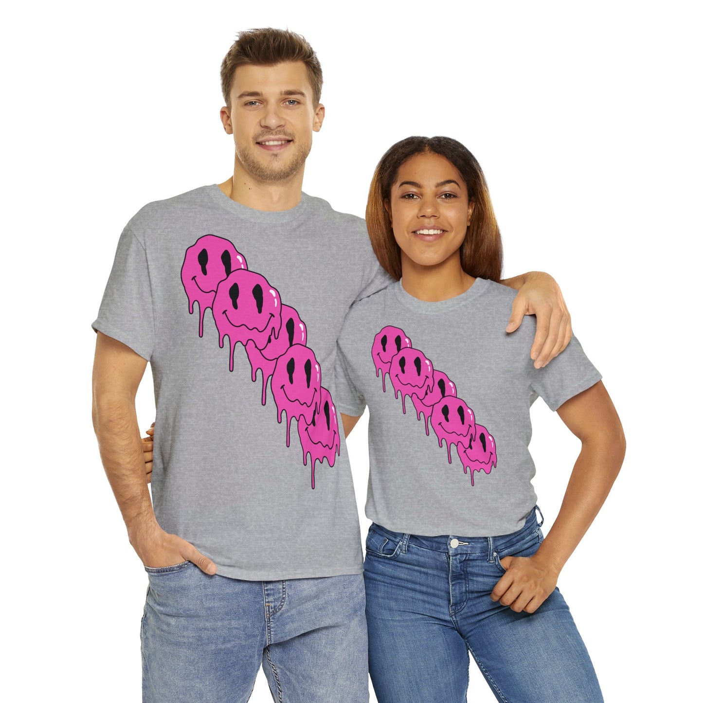 Unisex T-Shirt with Melting Smiley Face (Multiple Colours)