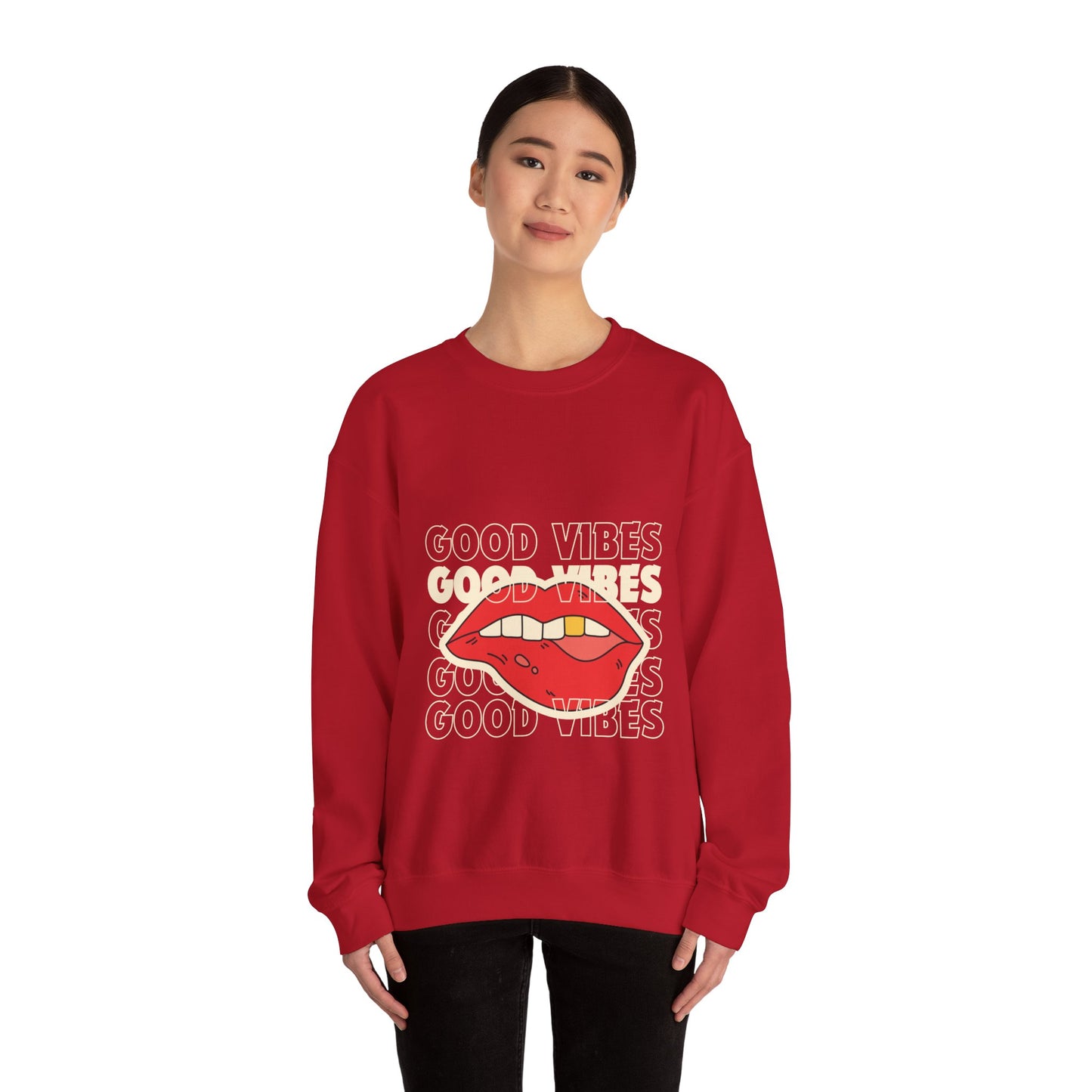 Cosy Good Vibes and Lips Unisex Heavy Blend™ Crewneck Sweatshirt (Multiple Colours)