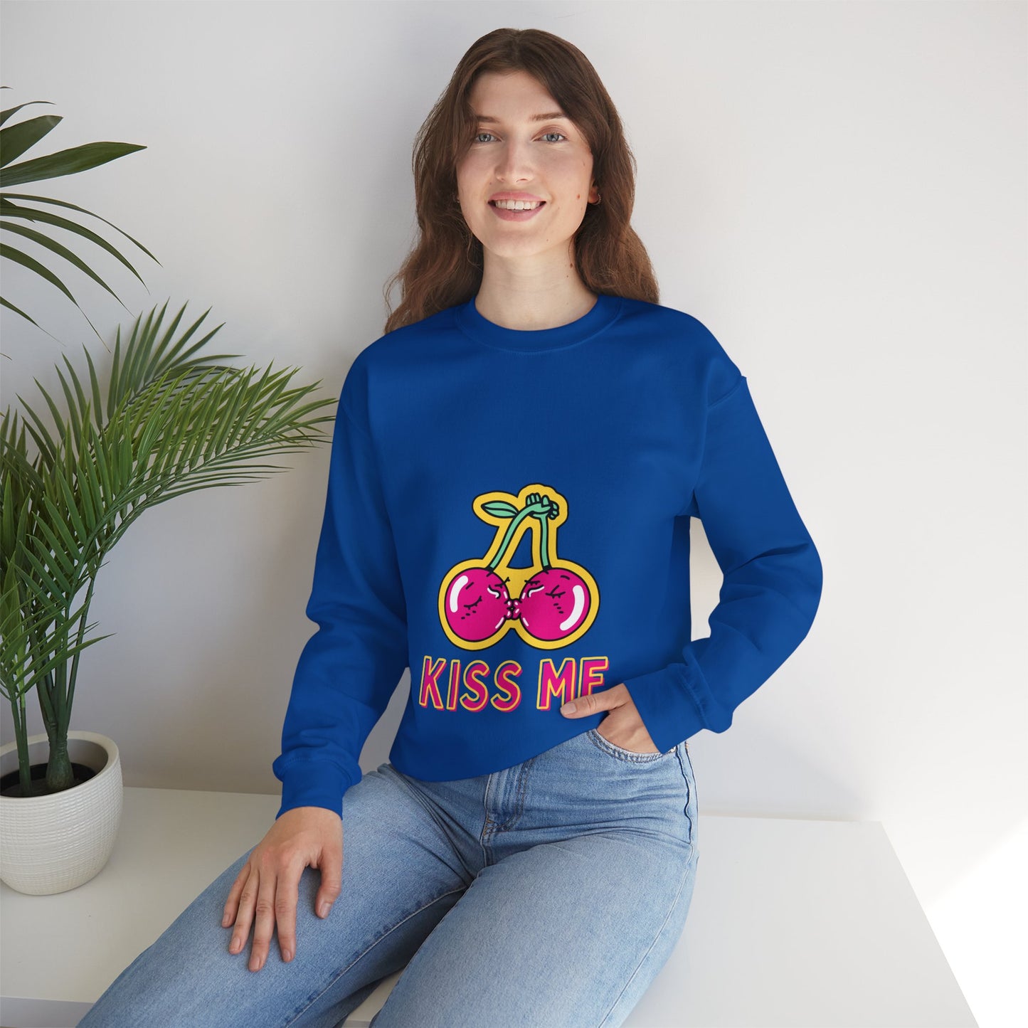 Cosy Kiss Me Kissing Cherries Unisex Heavy Blend⢠Crewneck Sweatshirt (Multiple Colours)