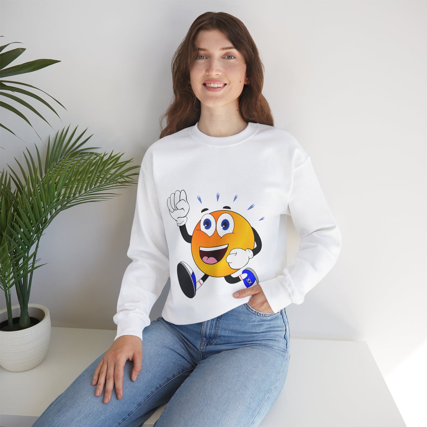 Unisex Running Retro Face Heavy Blend⢠Crewneck Sweatshirt (Multiple Colours)