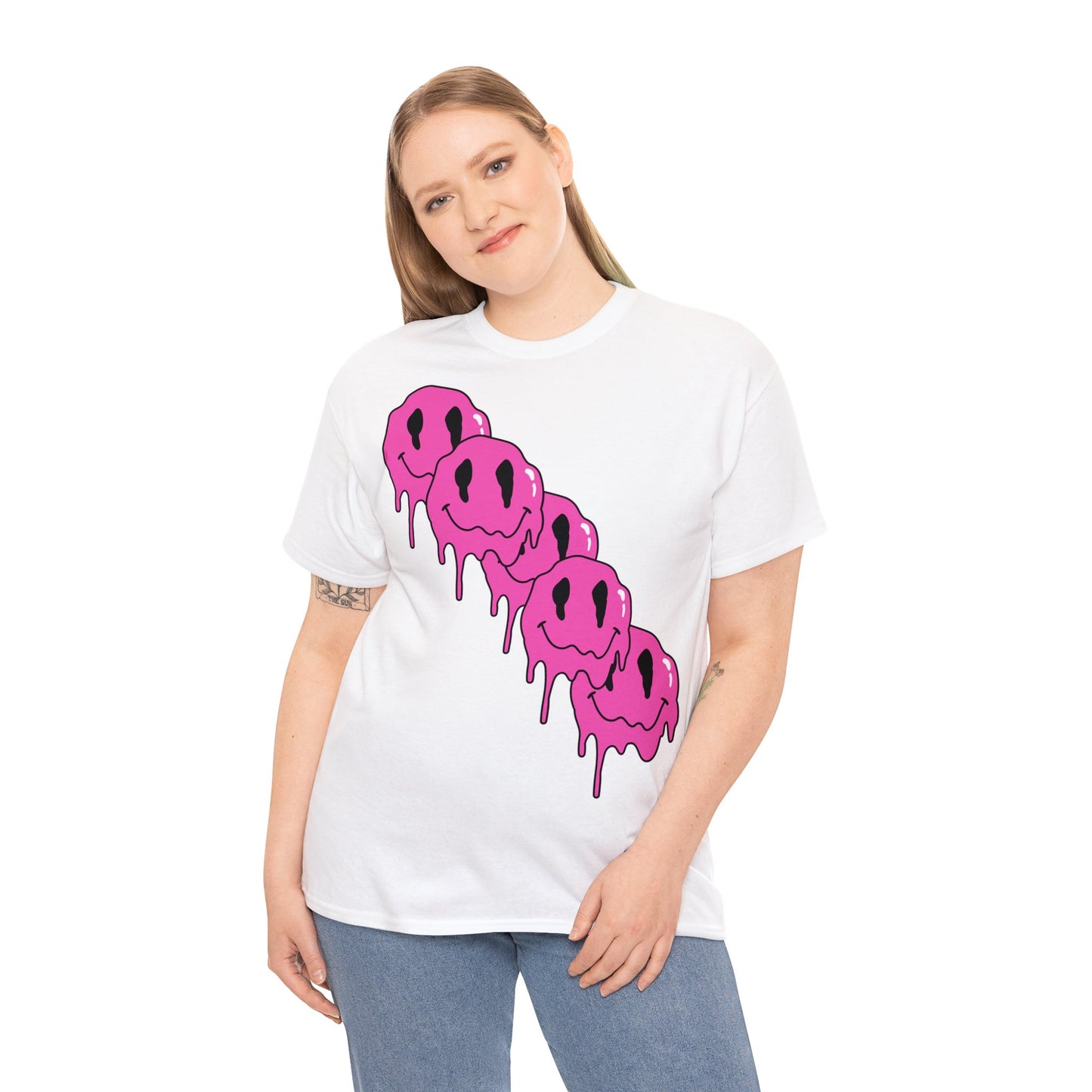 Unisex T-Shirt with Melting Smiley Face (Multiple Colours)
