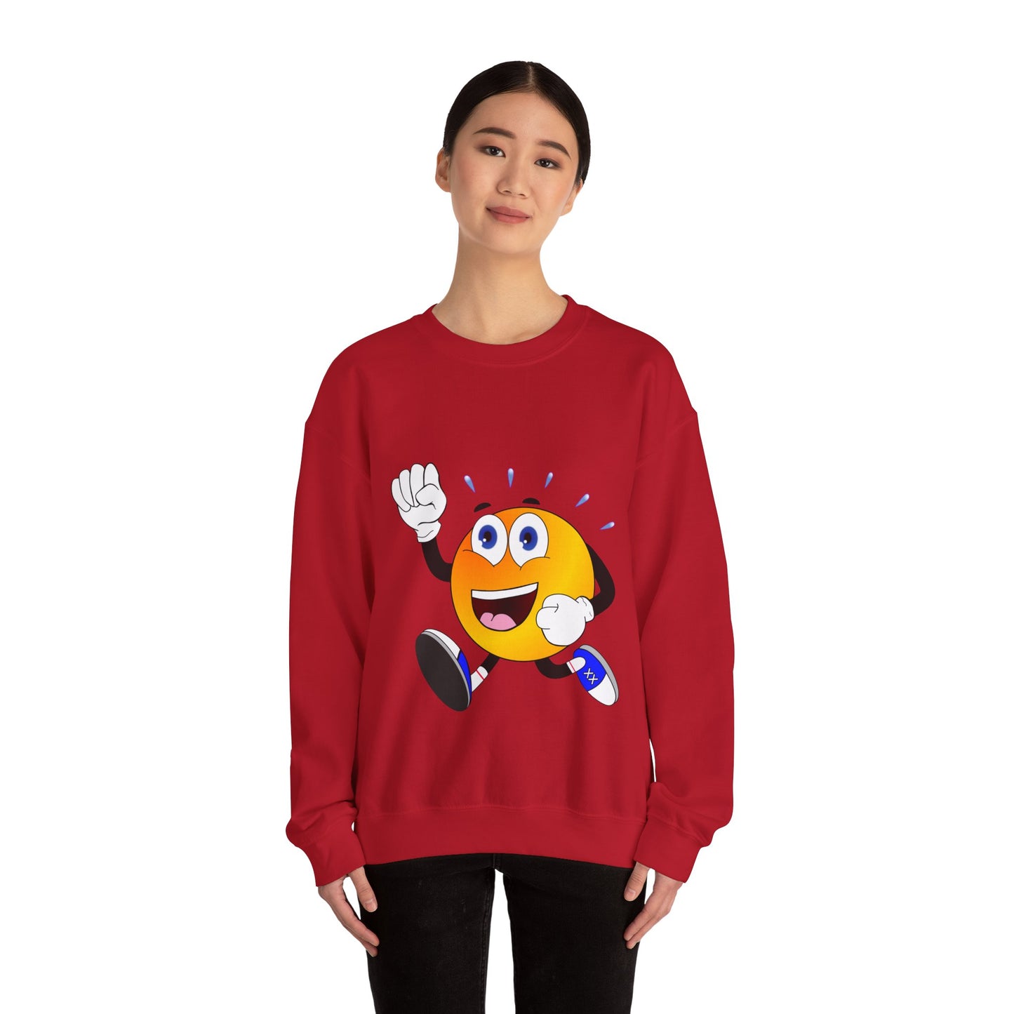 Unisex Running Retro Face Heavy Blend⢠Crewneck Sweatshirt (Multiple Colours)