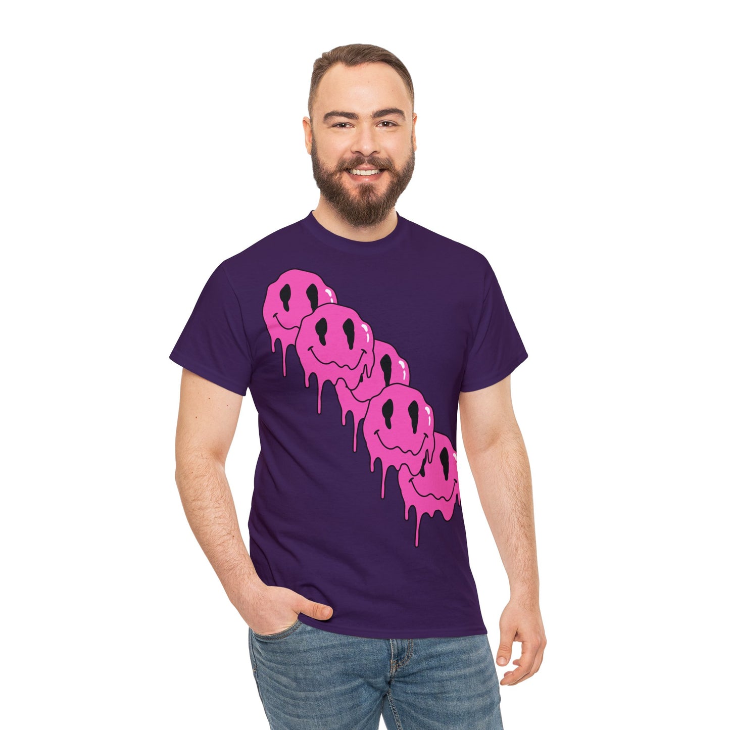 Unisex T-Shirt with Melting Smiley Face (Multiple Colours)