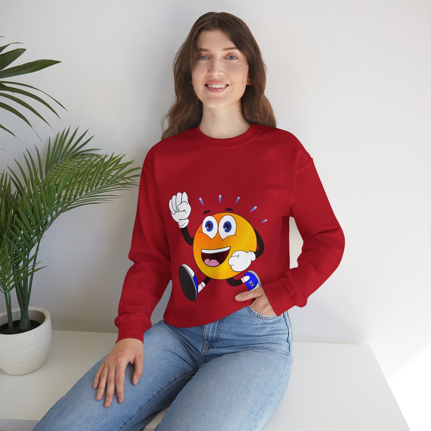 Unisex Running Retro Face Heavy Blend⢠Crewneck Sweatshirt (Multiple Colours)