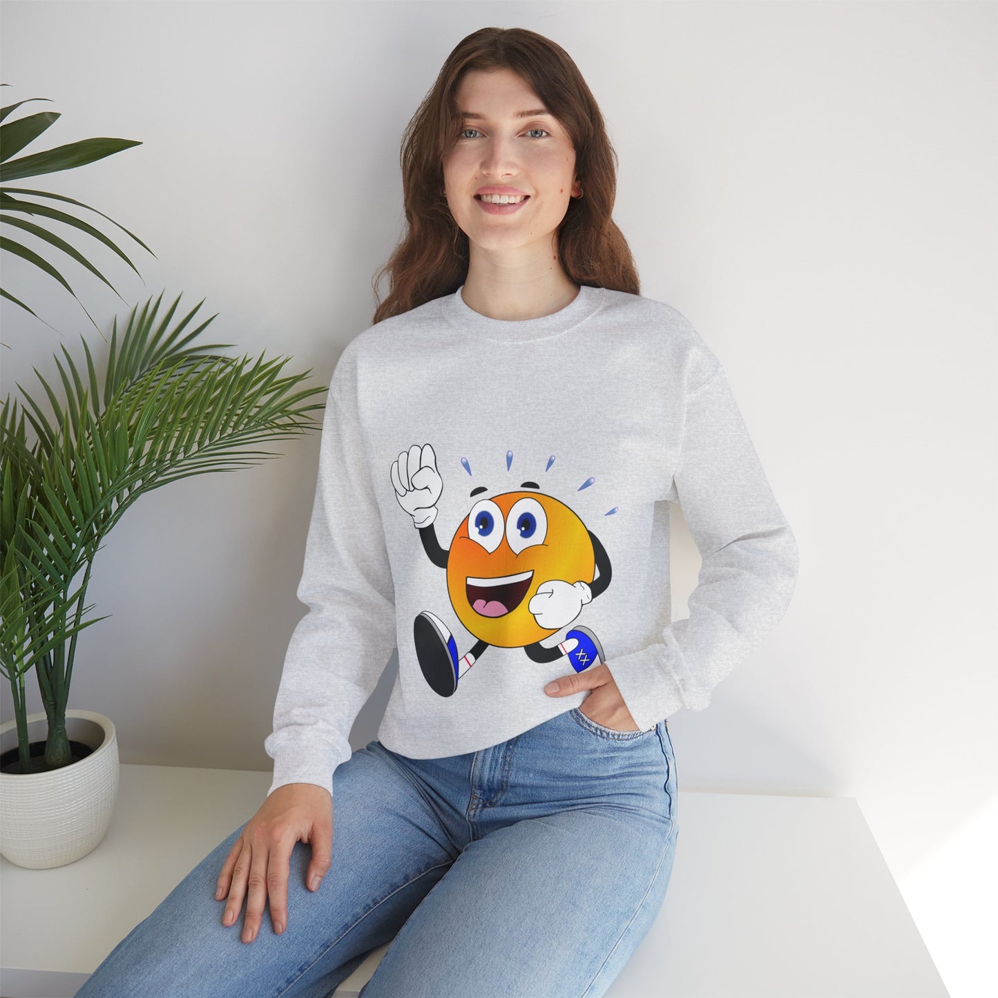Unisex Running Retro Face Heavy Blend⢠Crewneck Sweatshirt (Multiple Colours)