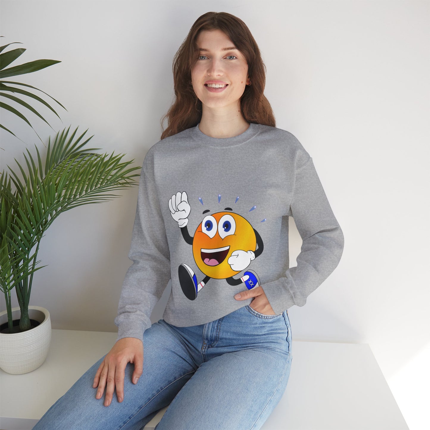 Unisex Running Retro Face Heavy Blend⢠Crewneck Sweatshirt (Multiple Colours)