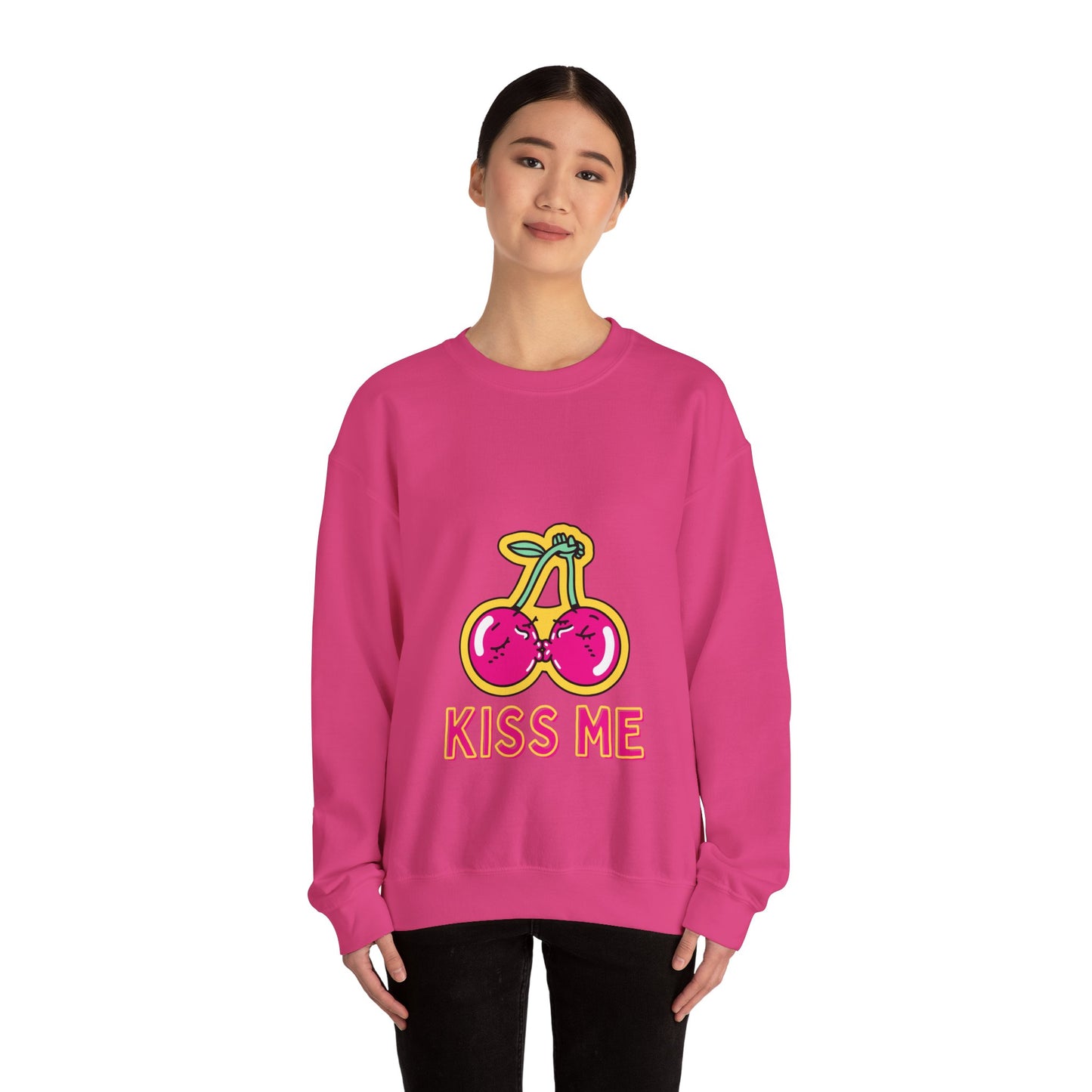 Cosy Kiss Me Kissing Cherries Unisex Heavy Blend⢠Crewneck Sweatshirt (Multiple Colours)