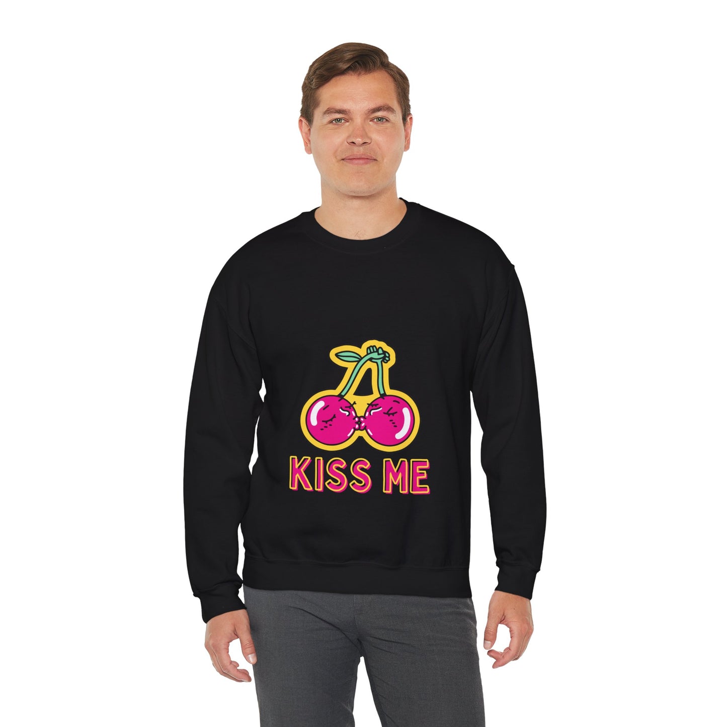 Cosy Kiss Me Kissing Cherries Unisex Heavy Blend⢠Crewneck Sweatshirt (Multiple Colours)