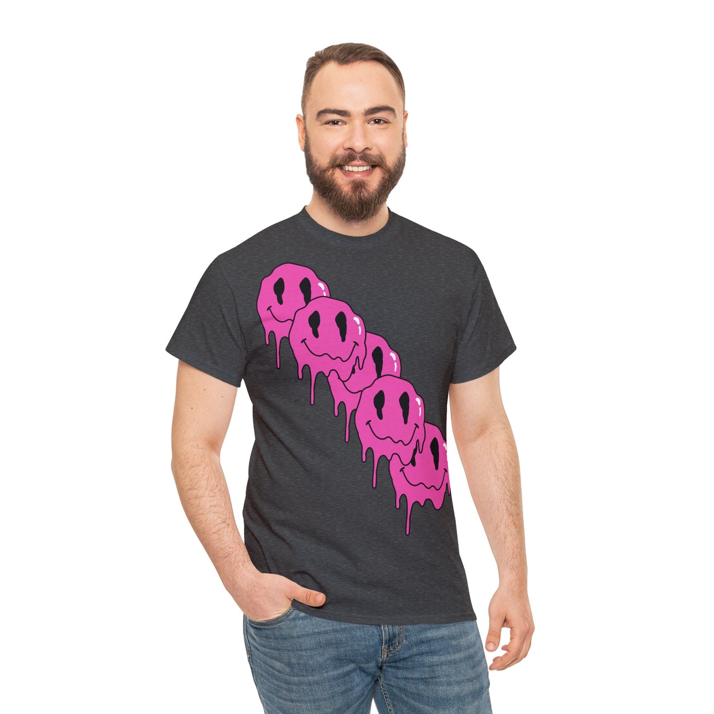 Unisex T-Shirt with Melting Smiley Face (Multiple Colours)