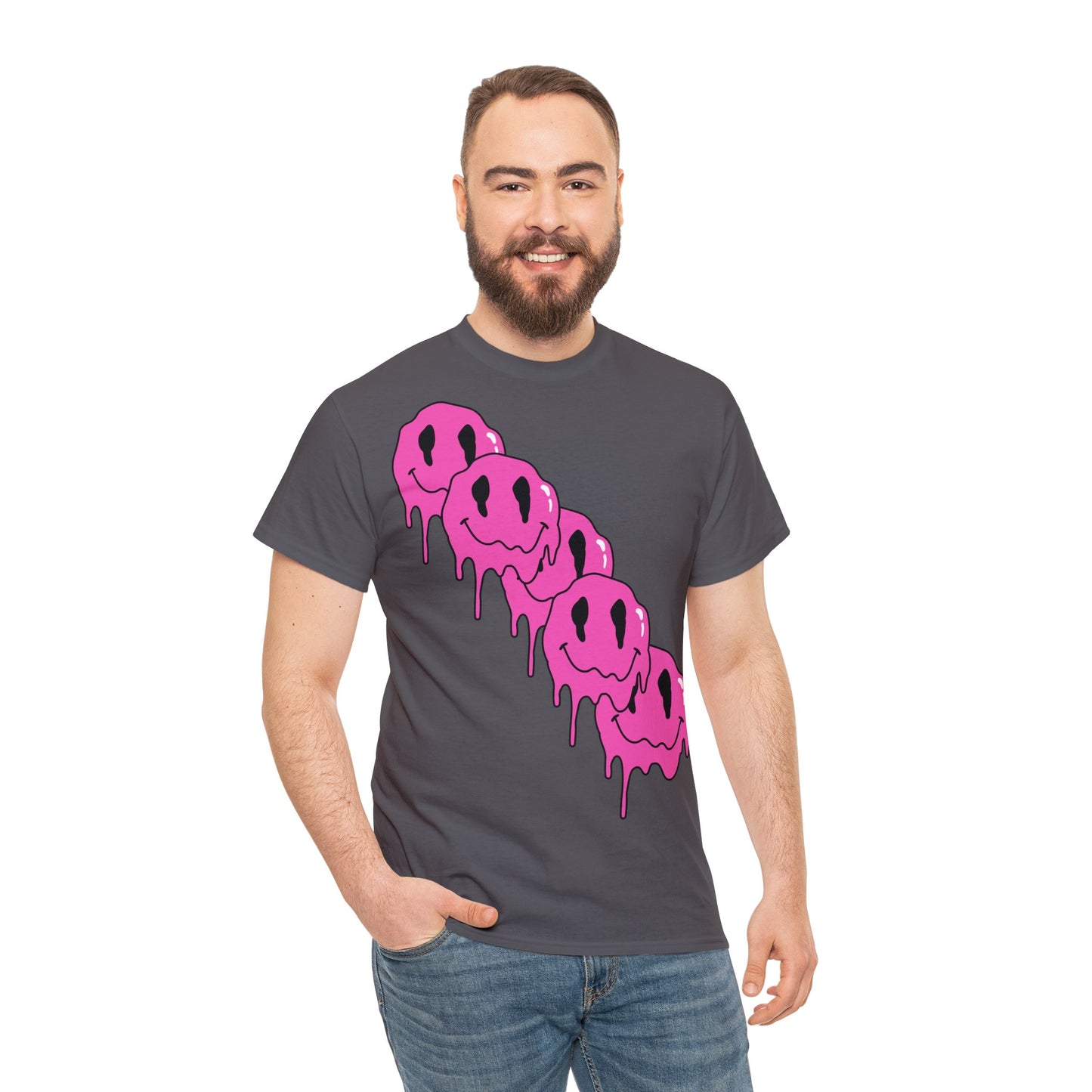 Unisex T-Shirt with Melting Smiley Face (Multiple Colours)