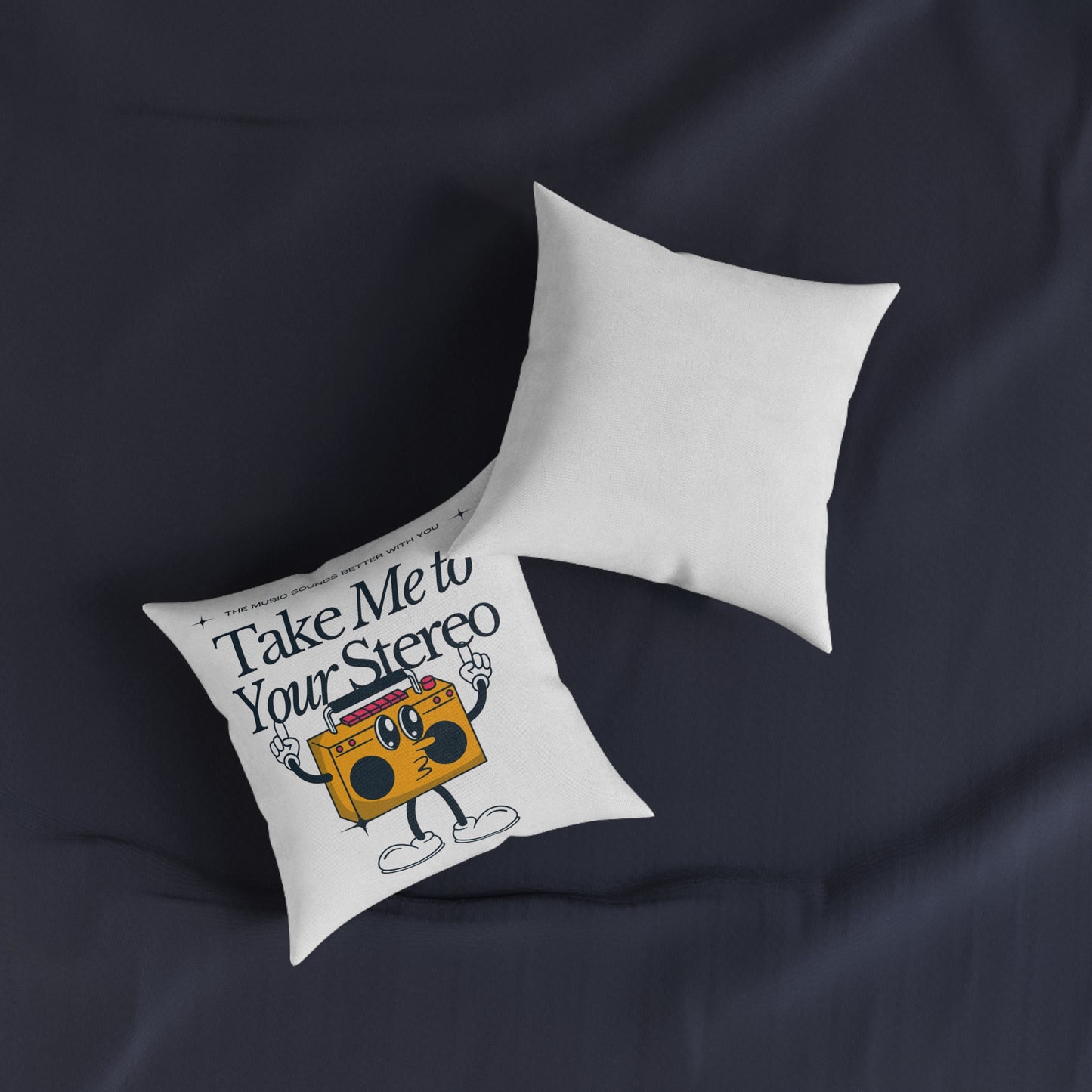 The Music Sounds Better With You Retro Square Pillow