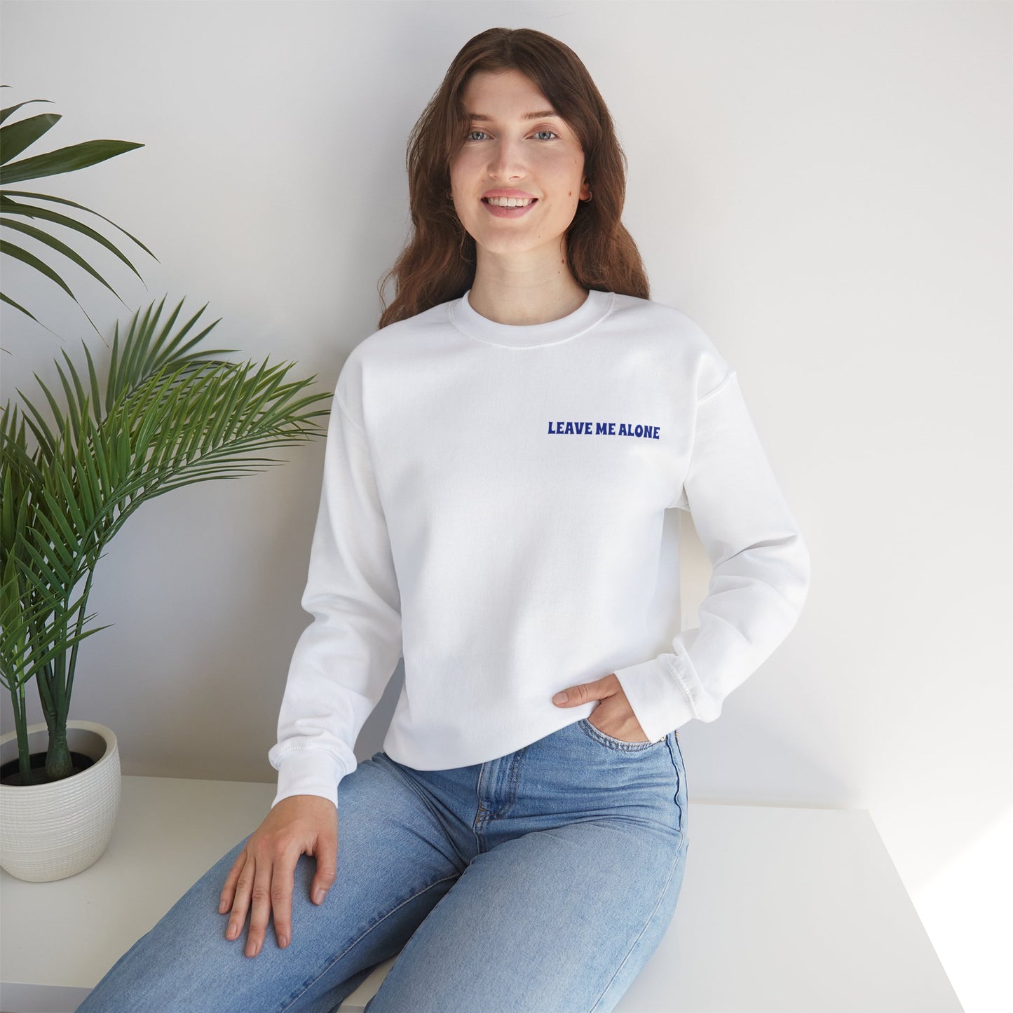 Everybody Leave Me Alone White Unisex Heavy Blend™ Crewneck Sweatshirt