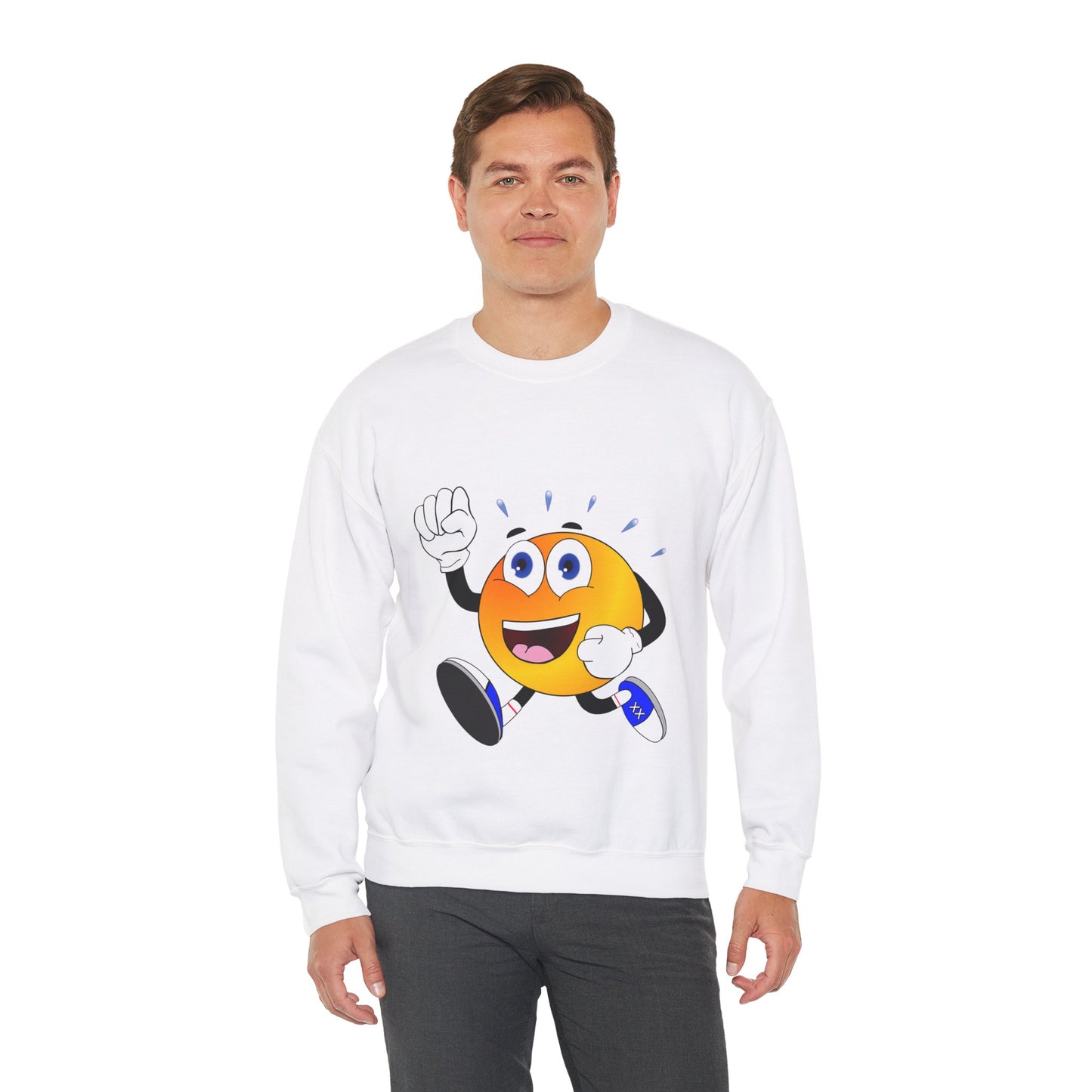 Unisex Running Retro Face Heavy Blend⢠Crewneck Sweatshirt (Multiple Colours)