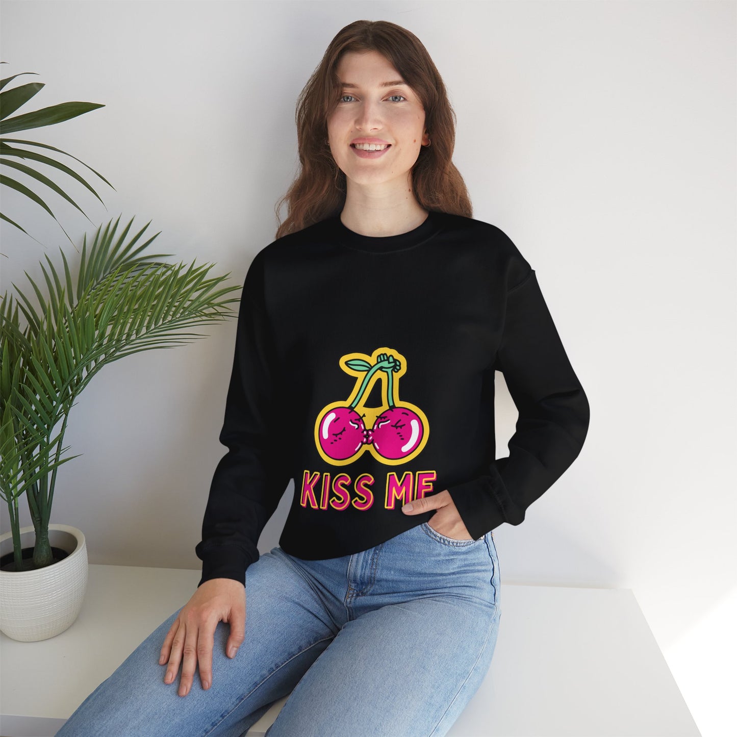 Cosy Kiss Me Kissing Cherries Unisex Heavy Blend⢠Crewneck Sweatshirt (Multiple Colours)