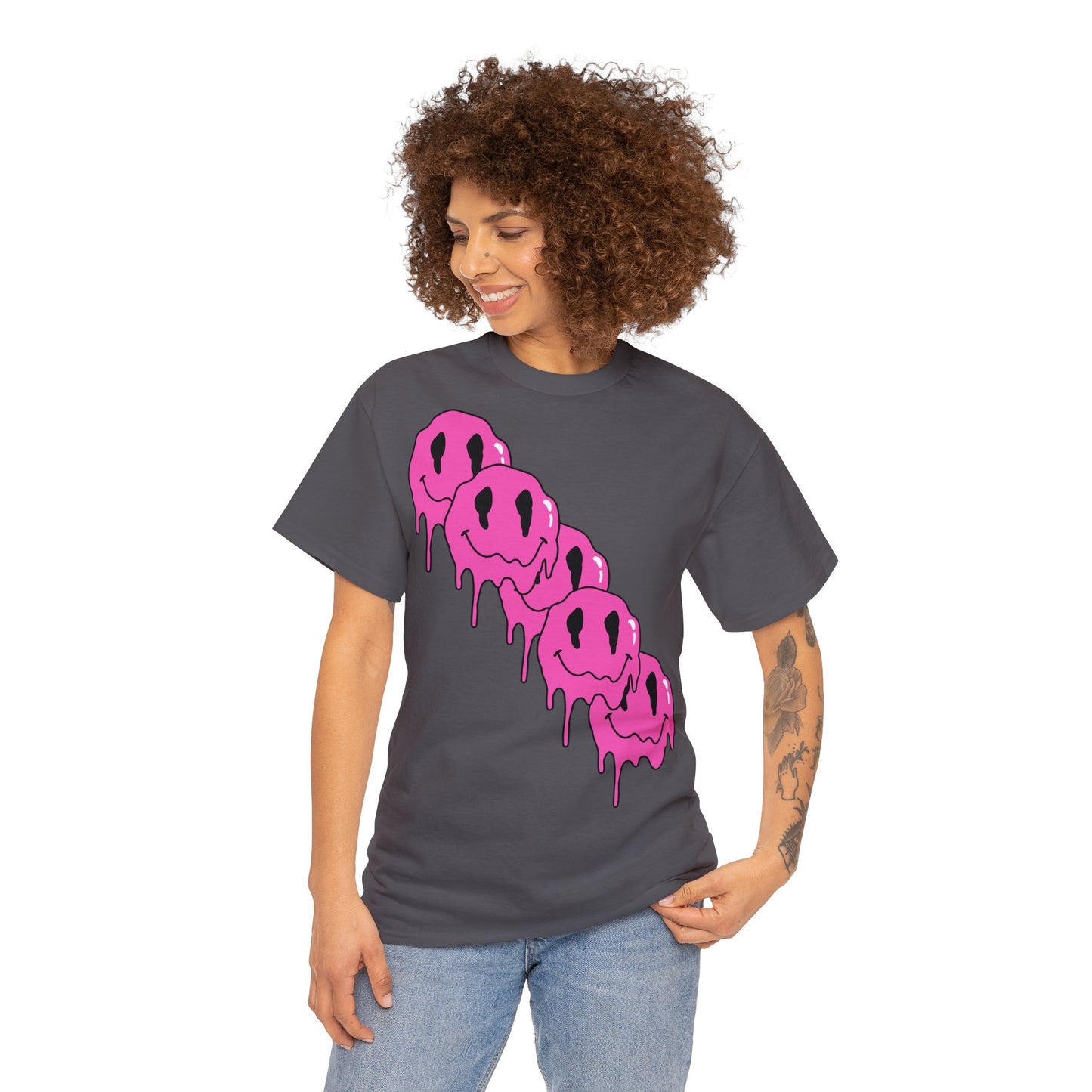 Unisex T-Shirt with Melting Smiley Face (Multiple Colours)