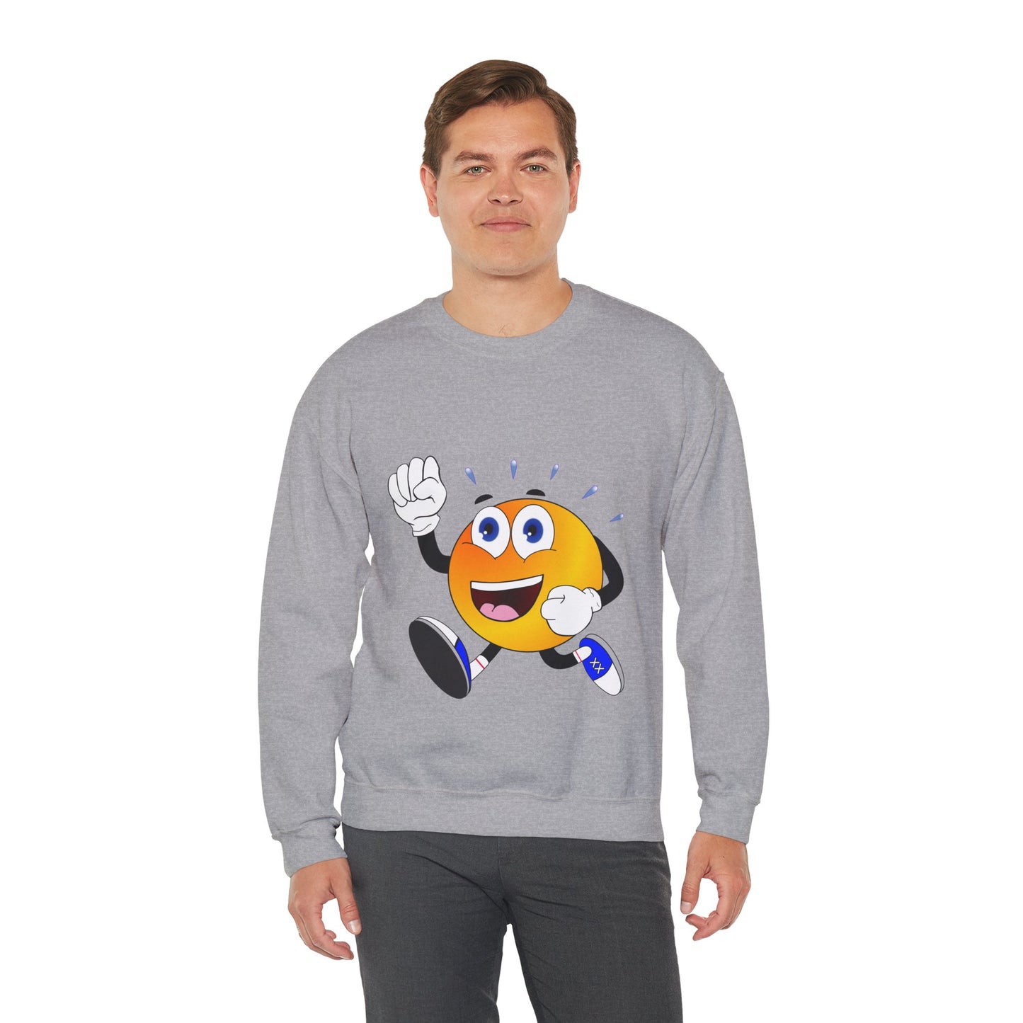Unisex Running Retro Face Heavy Blend⢠Crewneck Sweatshirt (Multiple Colours)