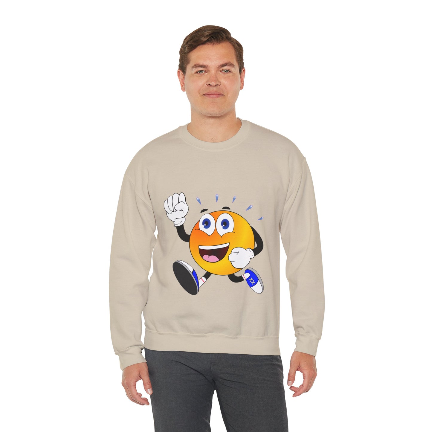 Unisex Running Retro Face Heavy Blend⢠Crewneck Sweatshirt (Multiple Colours)