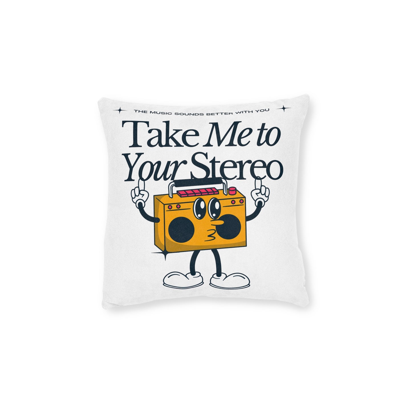 The Music Sounds Better With You Retro Square Pillow