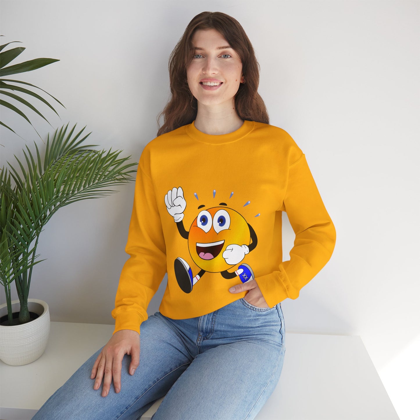 Unisex Running Retro Face Heavy Blend⢠Crewneck Sweatshirt (Multiple Colours)