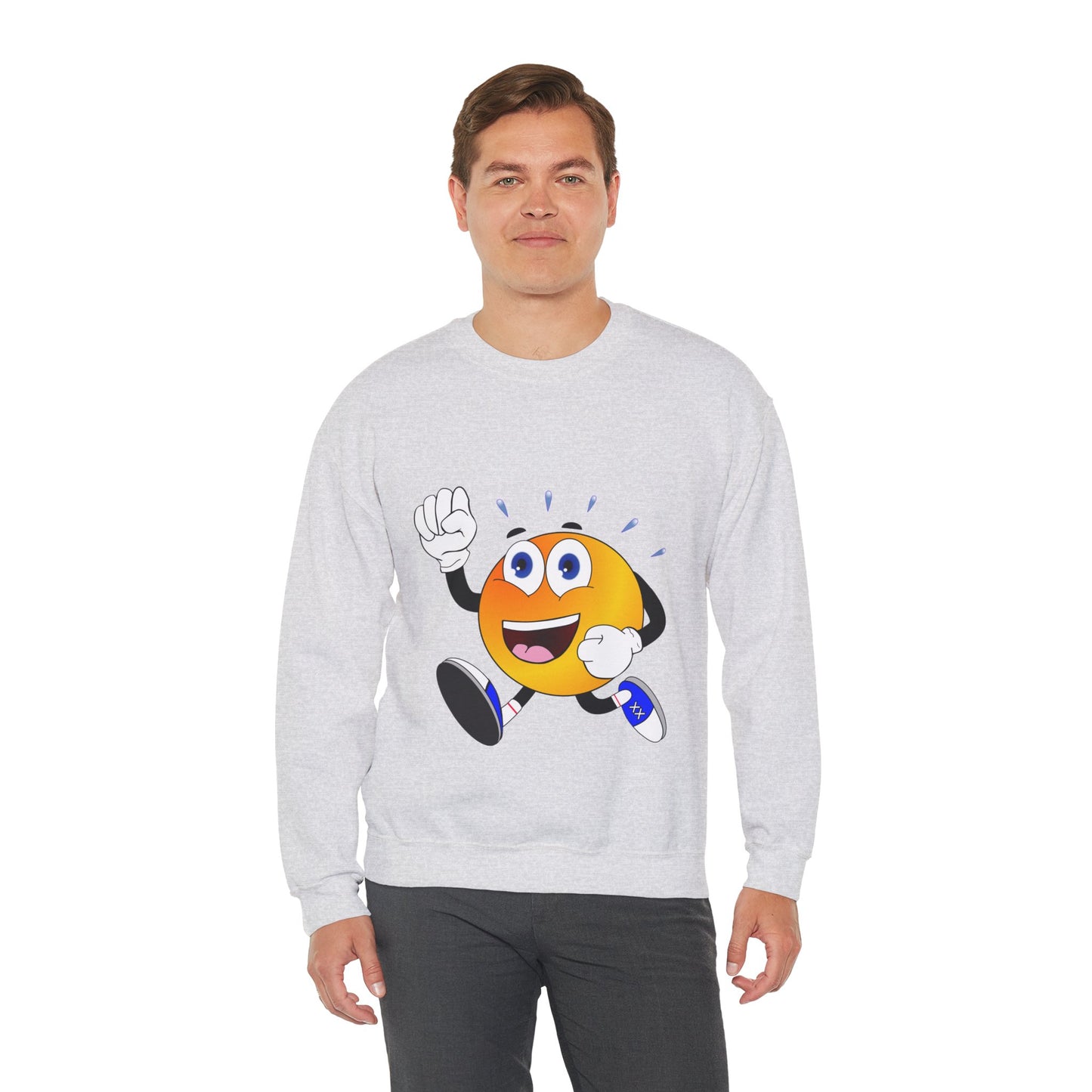Unisex Running Retro Face Heavy Blend⢠Crewneck Sweatshirt (Multiple Colours)