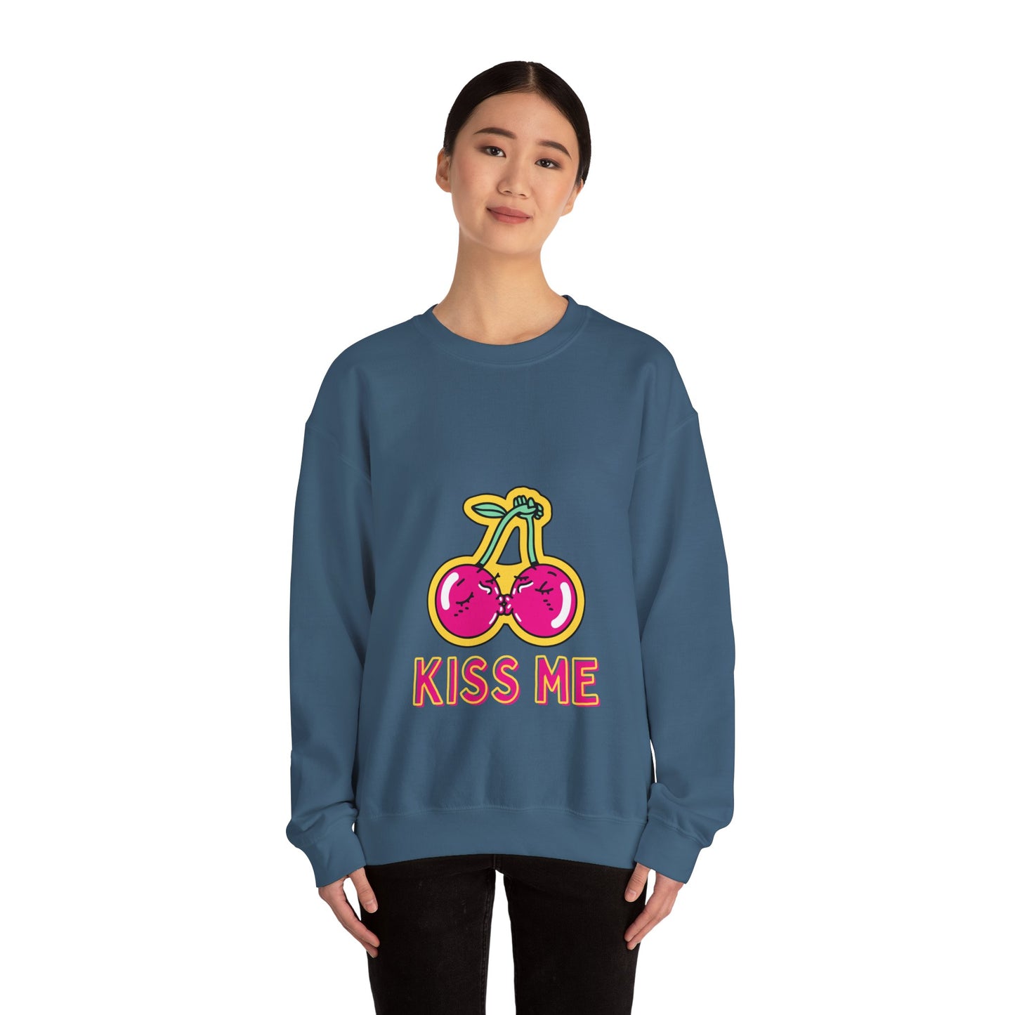 Cosy Kiss Me Kissing Cherries Unisex Heavy Blend⢠Crewneck Sweatshirt (Multiple Colours)