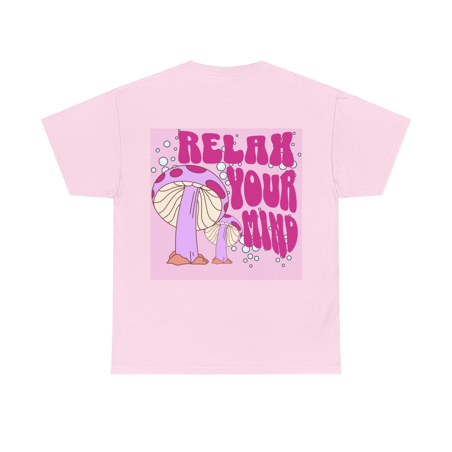 Relax Your Mind Mushroom Unisex Heavy Cotton T Shirt (Multiple Colours)