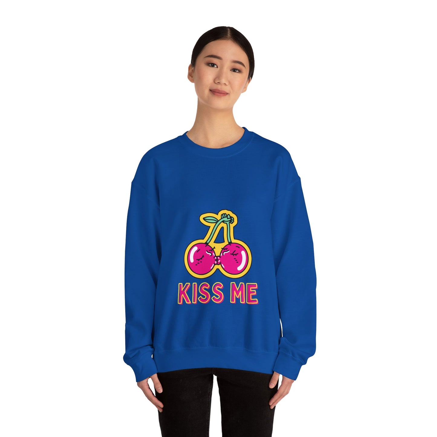 Cosy Kiss Me Kissing Cherries Unisex Heavy Blend⢠Crewneck Sweatshirt (Multiple Colours)