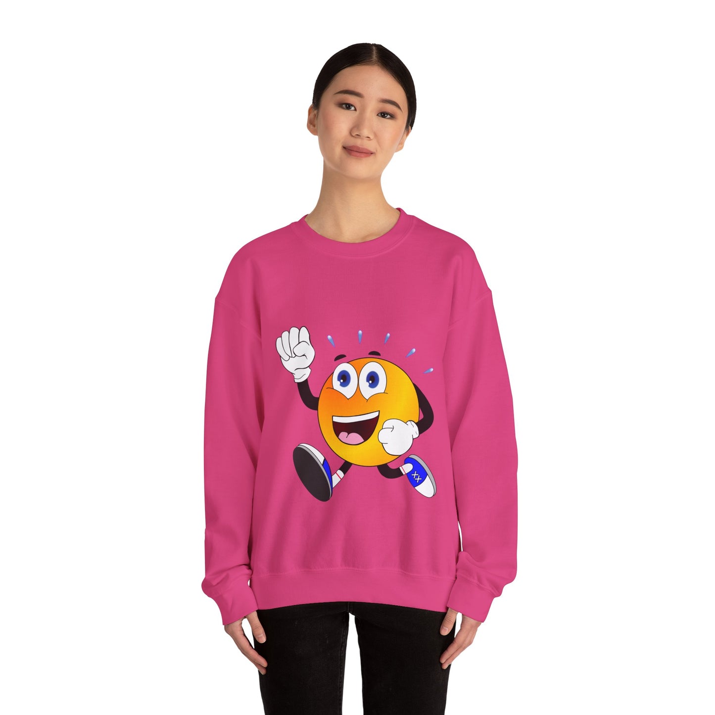 Unisex Running Retro Face Heavy Blend⢠Crewneck Sweatshirt (Multiple Colours)