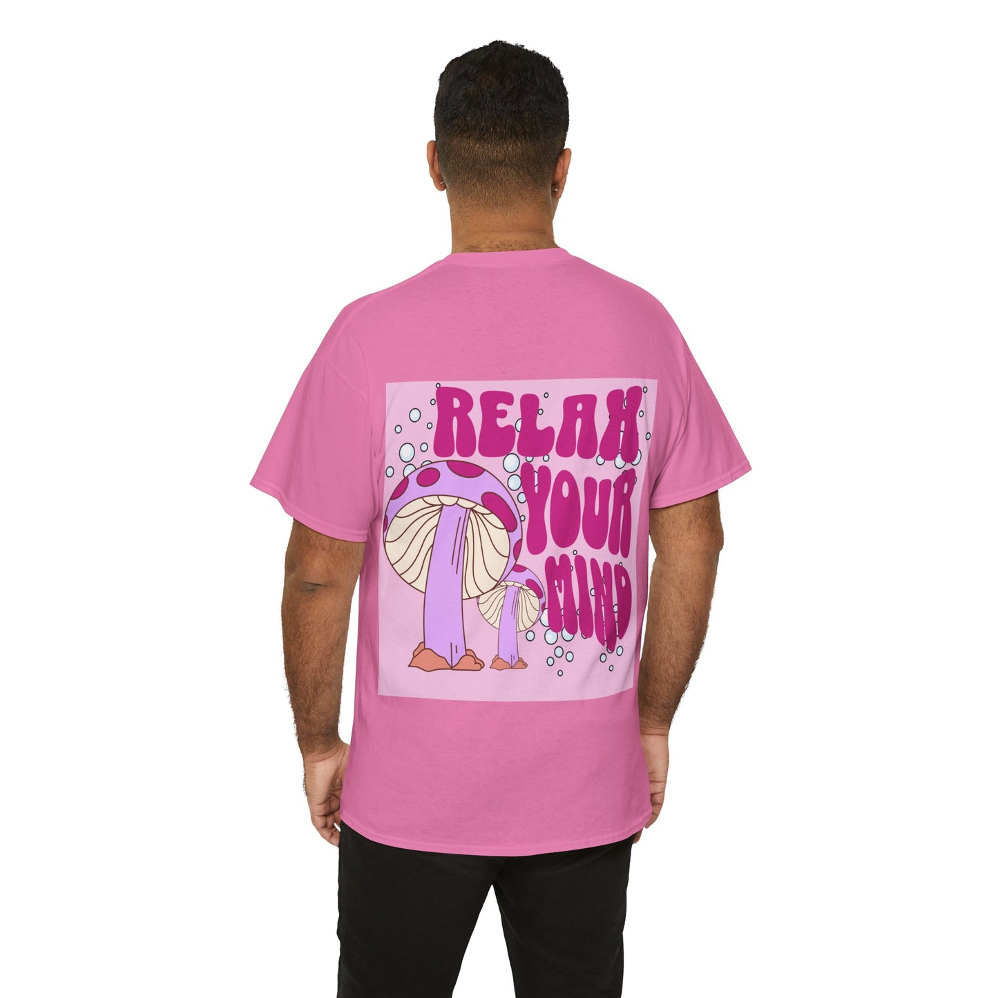Relax Your Mind Mushroom Unisex Heavy Cotton T Shirt (Multiple Colours)