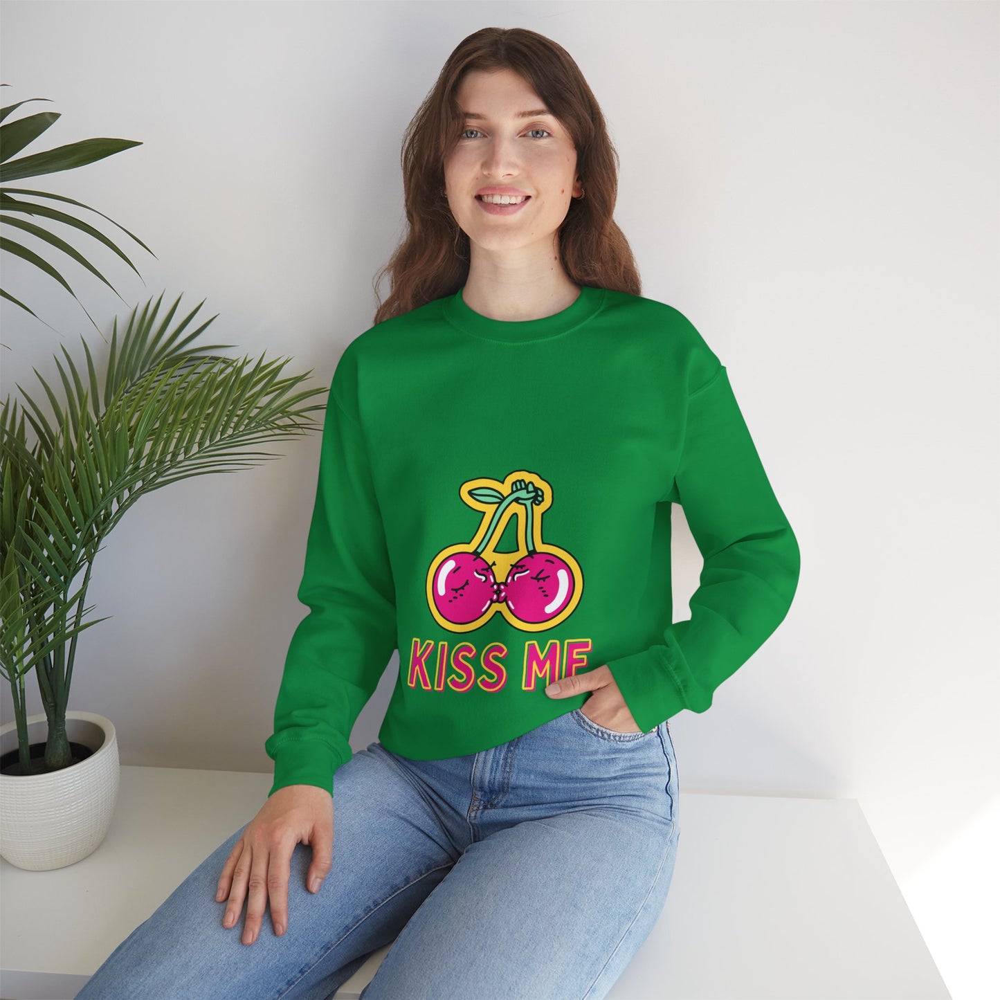 Cosy Kiss Me Kissing Cherries Unisex Heavy Blend⢠Crewneck Sweatshirt (Multiple Colours)