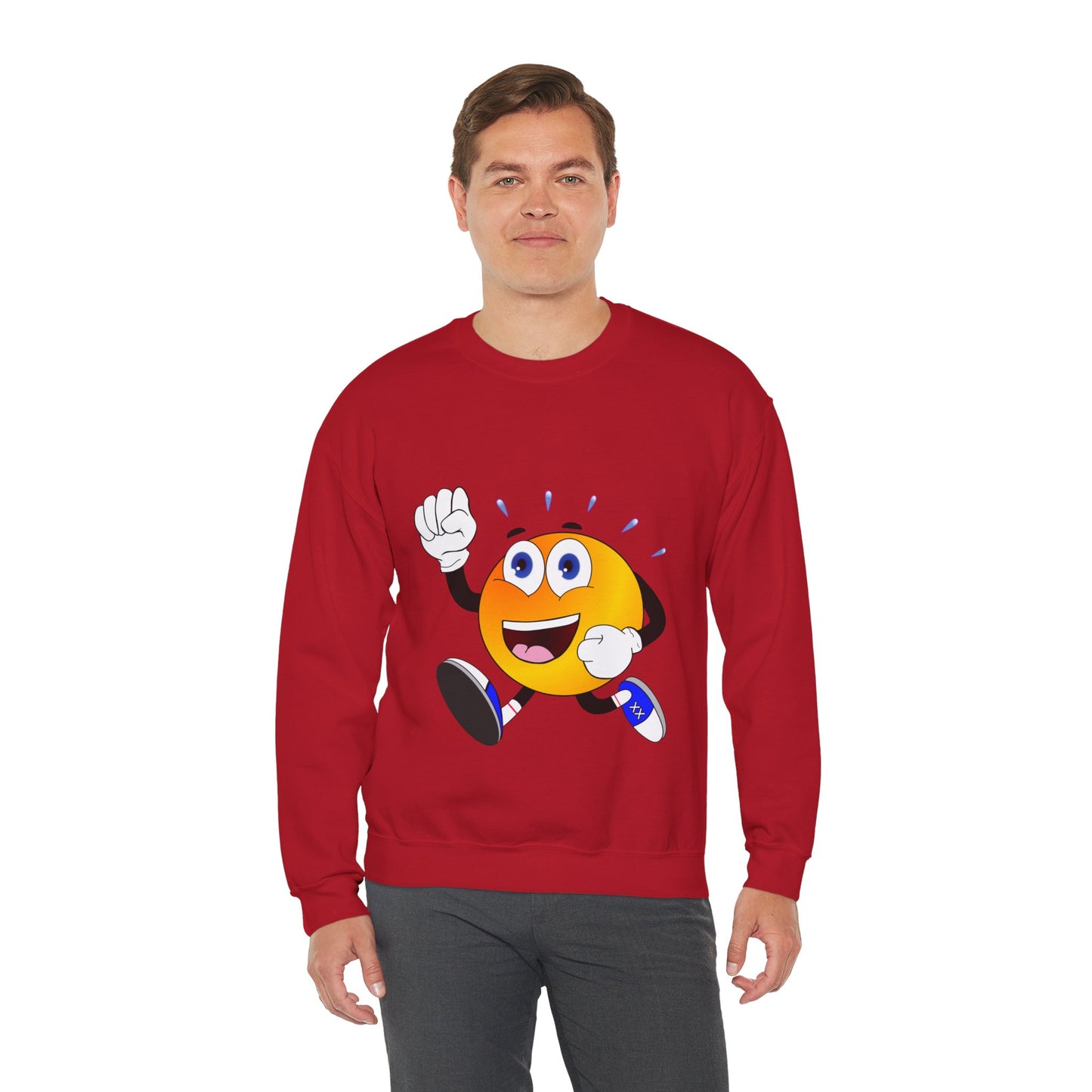 Unisex Running Retro Face Heavy Blend⢠Crewneck Sweatshirt (Multiple Colours)