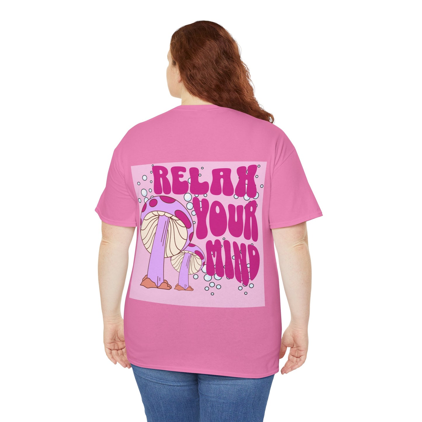 Relax Your Mind Mushroom Unisex Heavy Cotton T Shirt (Multiple Colours)