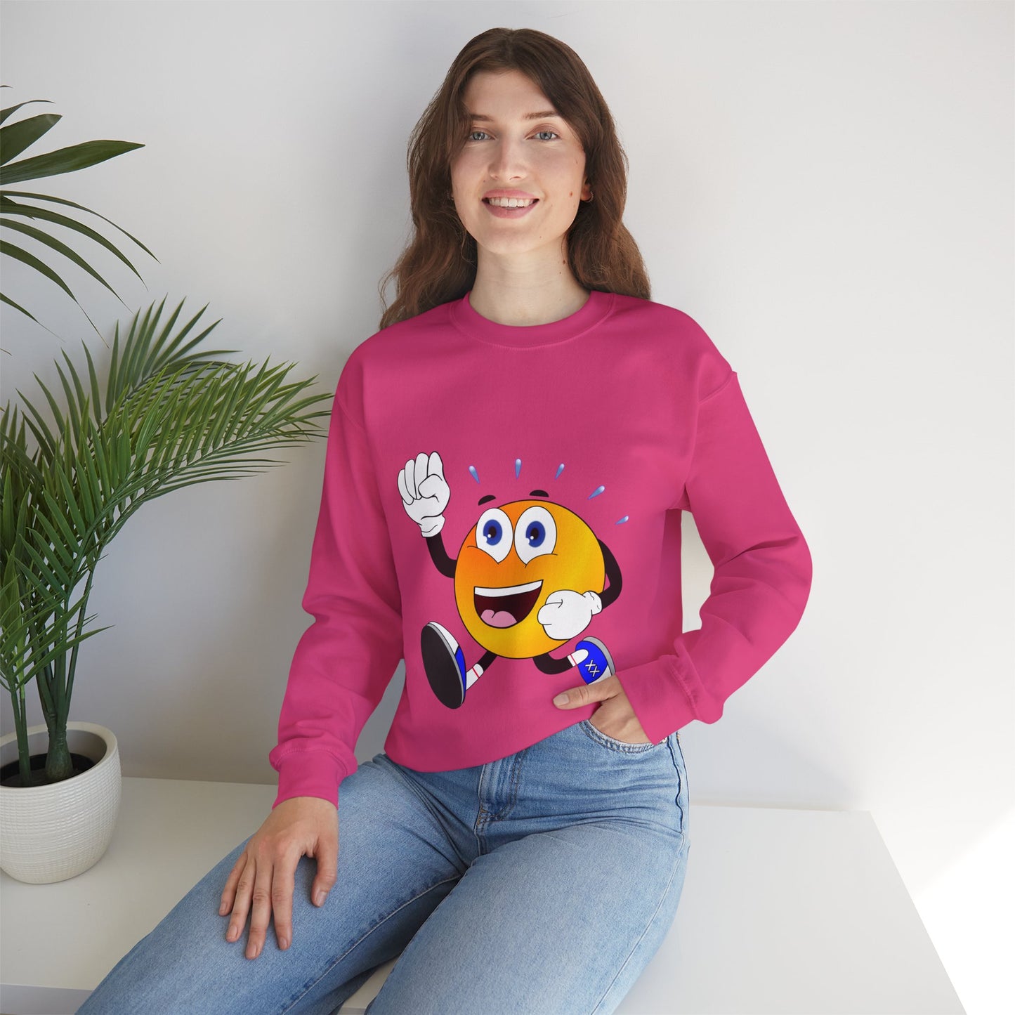Unisex Running Retro Face Heavy Blend⢠Crewneck Sweatshirt (Multiple Colours)