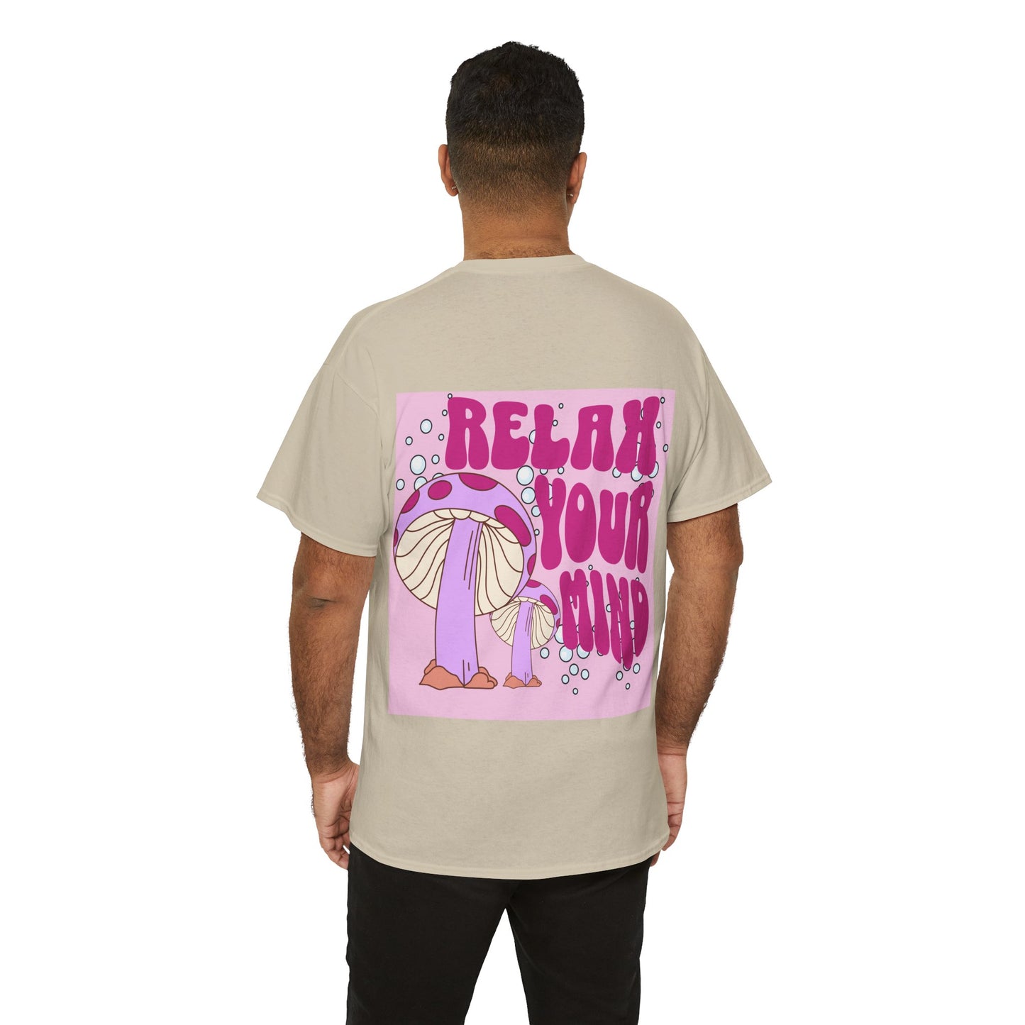 Relax Your Mind Mushroom Unisex Heavy Cotton T Shirt (Multiple Colours)