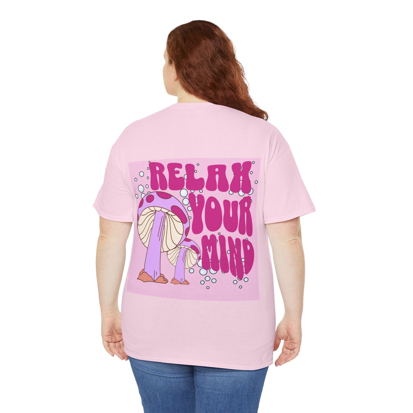 Relax Your Mind Mushroom Unisex Heavy Cotton T Shirt (Multiple Colours)