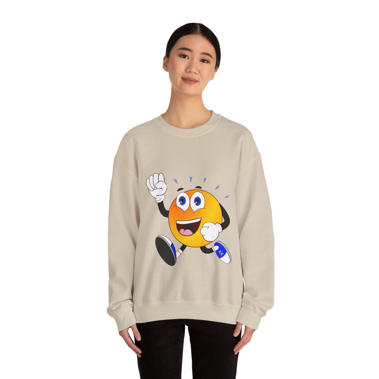 Unisex Running Retro Face Heavy Blend⢠Crewneck Sweatshirt (Multiple Colours)