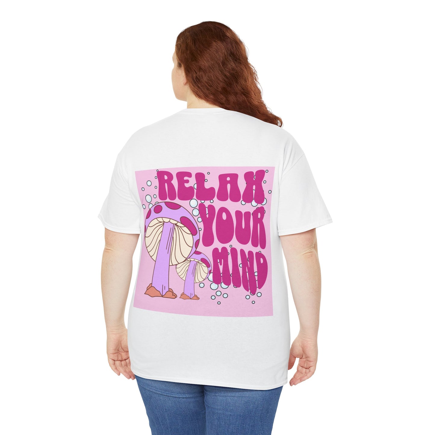 Relax Your Mind Mushroom Unisex Heavy Cotton T Shirt (Multiple Colours)