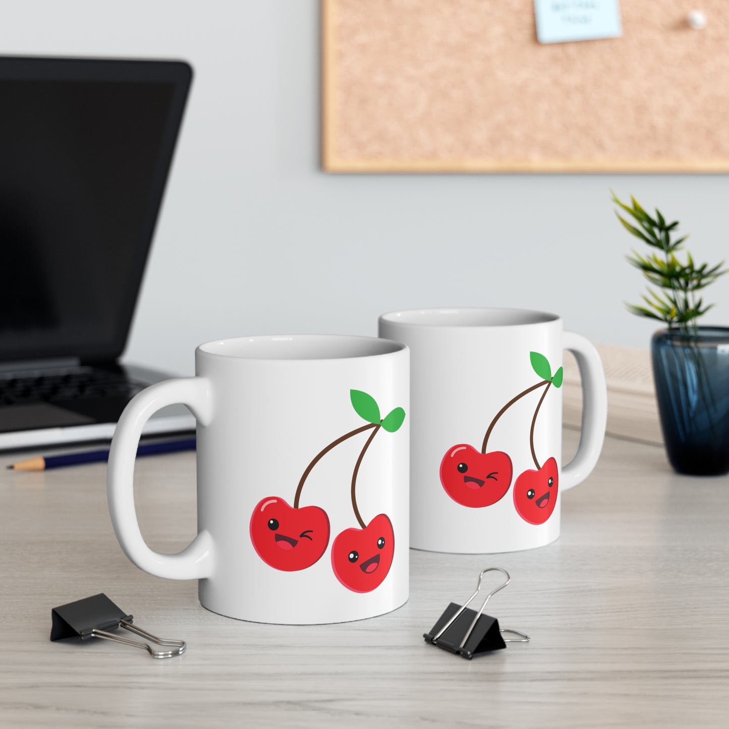 Winking Happy Cherries Coffee or Tea Mug