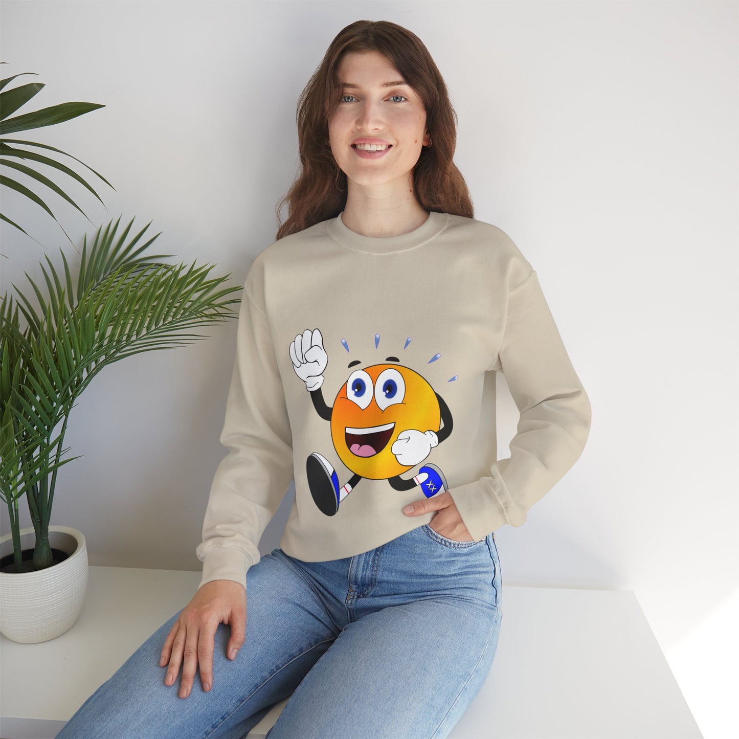 Unisex Running Retro Face Heavy Blend⢠Crewneck Sweatshirt (Multiple Colours)