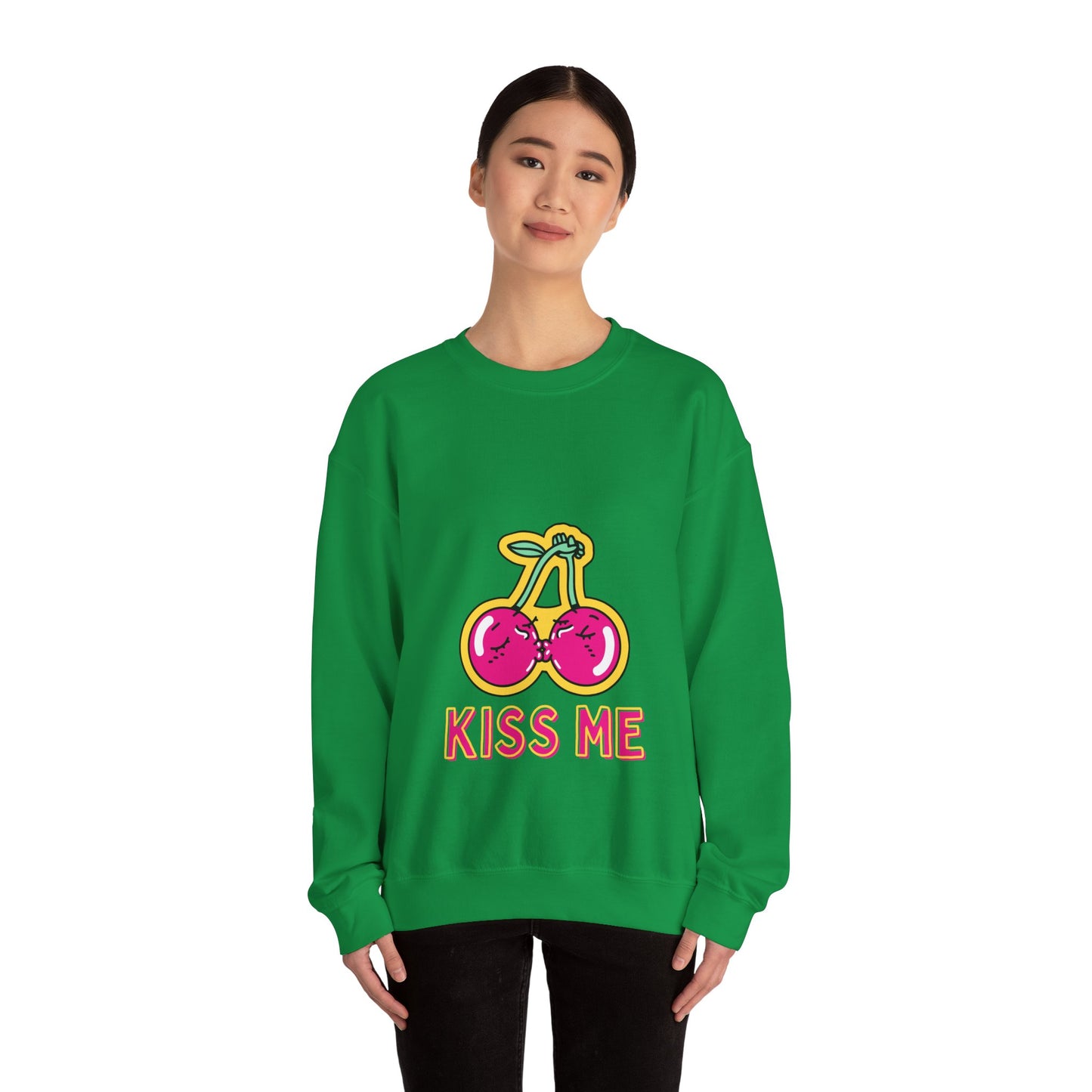 Cosy Kiss Me Kissing Cherries Unisex Heavy Blend⢠Crewneck Sweatshirt (Multiple Colours)
